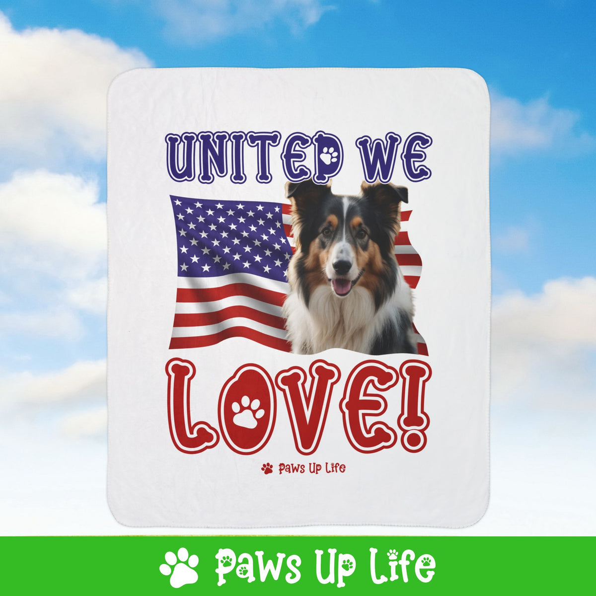 Collie Dog United We Love Fleece Sherpa Blanket - Perfect for Snuggling and Cozy Napping