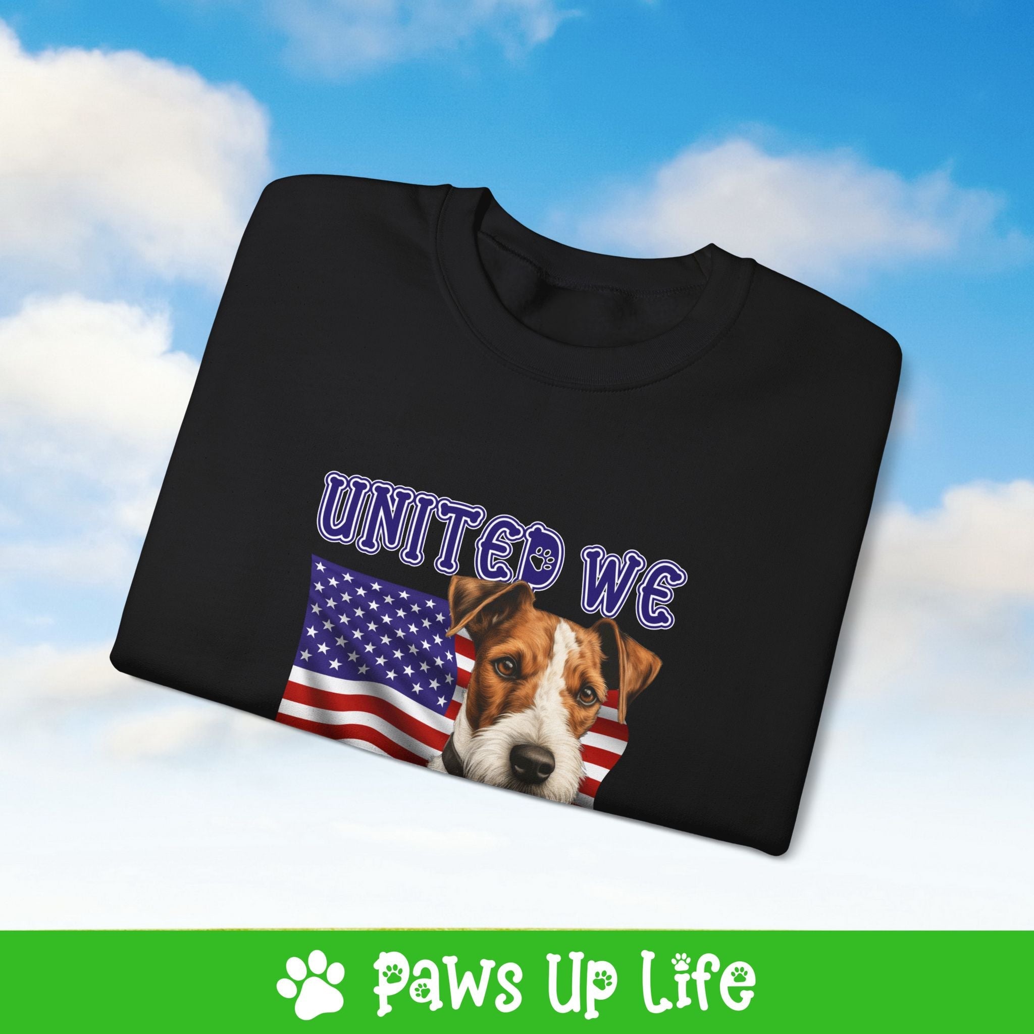 Fox Terrier Dog United We Love Dog Crewneck Sweatshirt, Unisex Gift for Animal Lovers, Dog Mom Dad Sweatshirt, Cute Dog Lover Apparel, Fun Pet | Paws Up Life, LLC