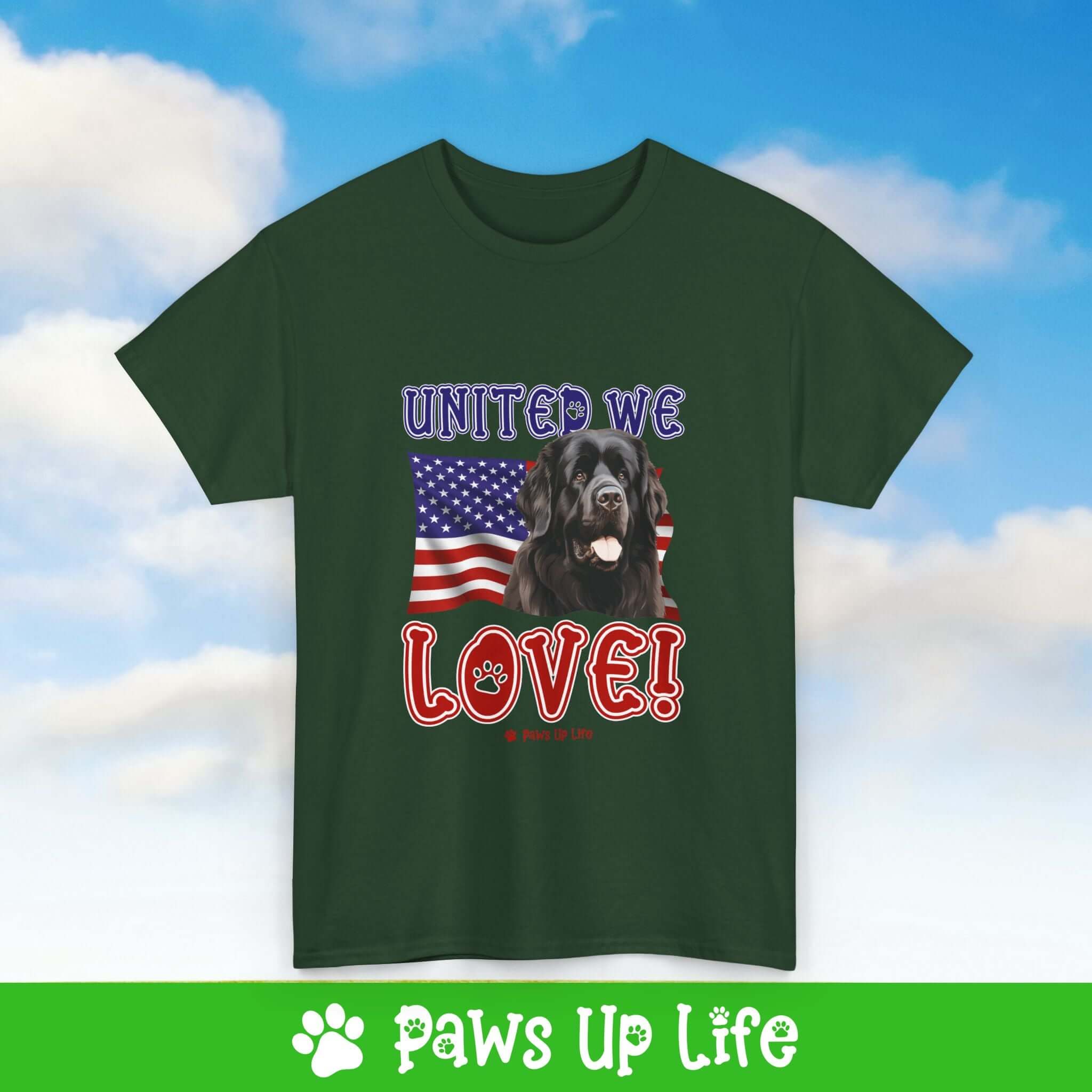 Newfoundland Dog United We Love Dog Tee, Shirt, Unisex Pet Lover Gift, Dog Mom Dad Tshirt, Animal Rescue Advocate, Cute Puppy Graphic Top Classic Collar | Paws Up Life, LLC