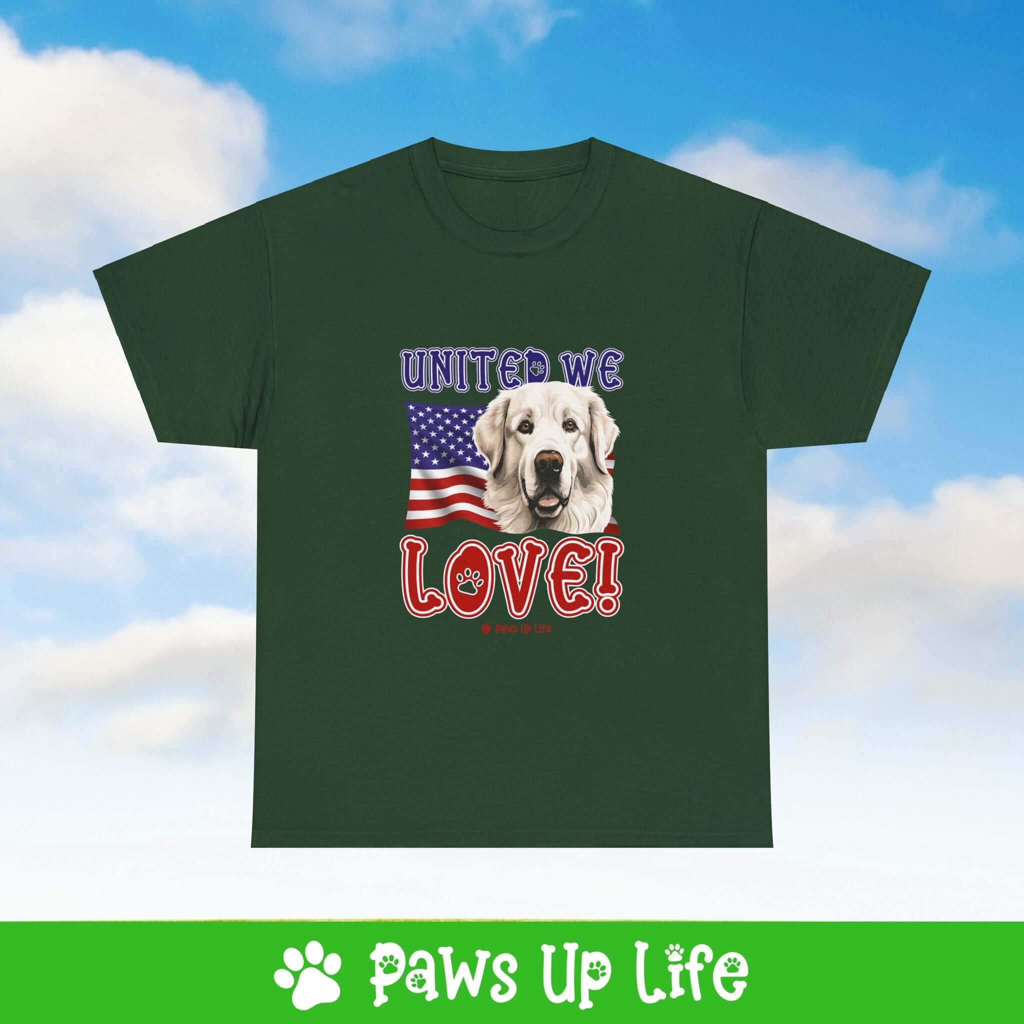 Great Pyrenees Dog United We Love Dog Tee, Shirt, Unisex Pet Lover Gift, Dog Mom Dad Tshirt, Animal Rescue Advocate, Cute Puppy Graphic Top Classic Collar | Paws Up Life, LLC