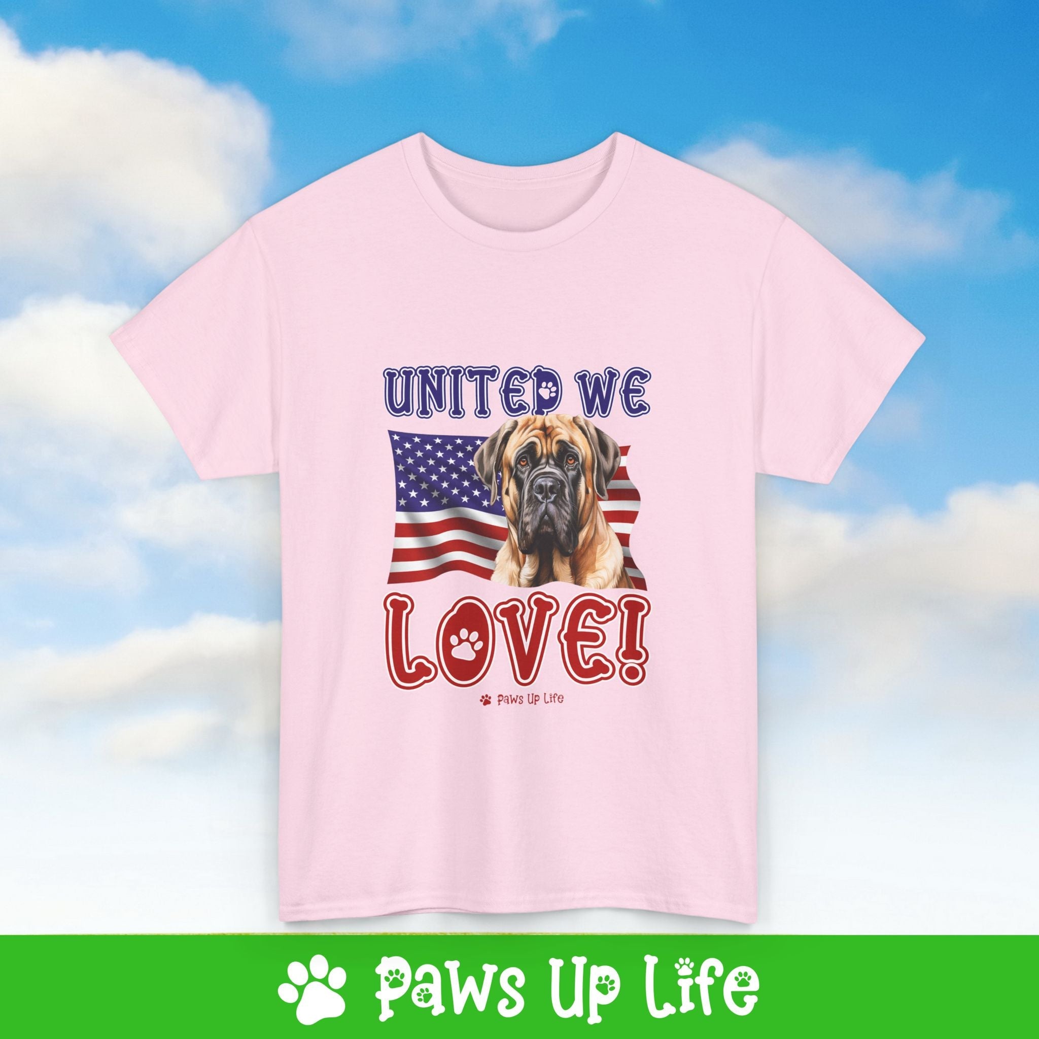 Mastiff Dog United We Love Dog Tee, Shirt, Unisex Pet Lover Gift, Dog Mom Dad Tshirt, Animal Rescue Advocate, Cute Puppy Graphic Top Classic Collar | Paws Up Life, LLC