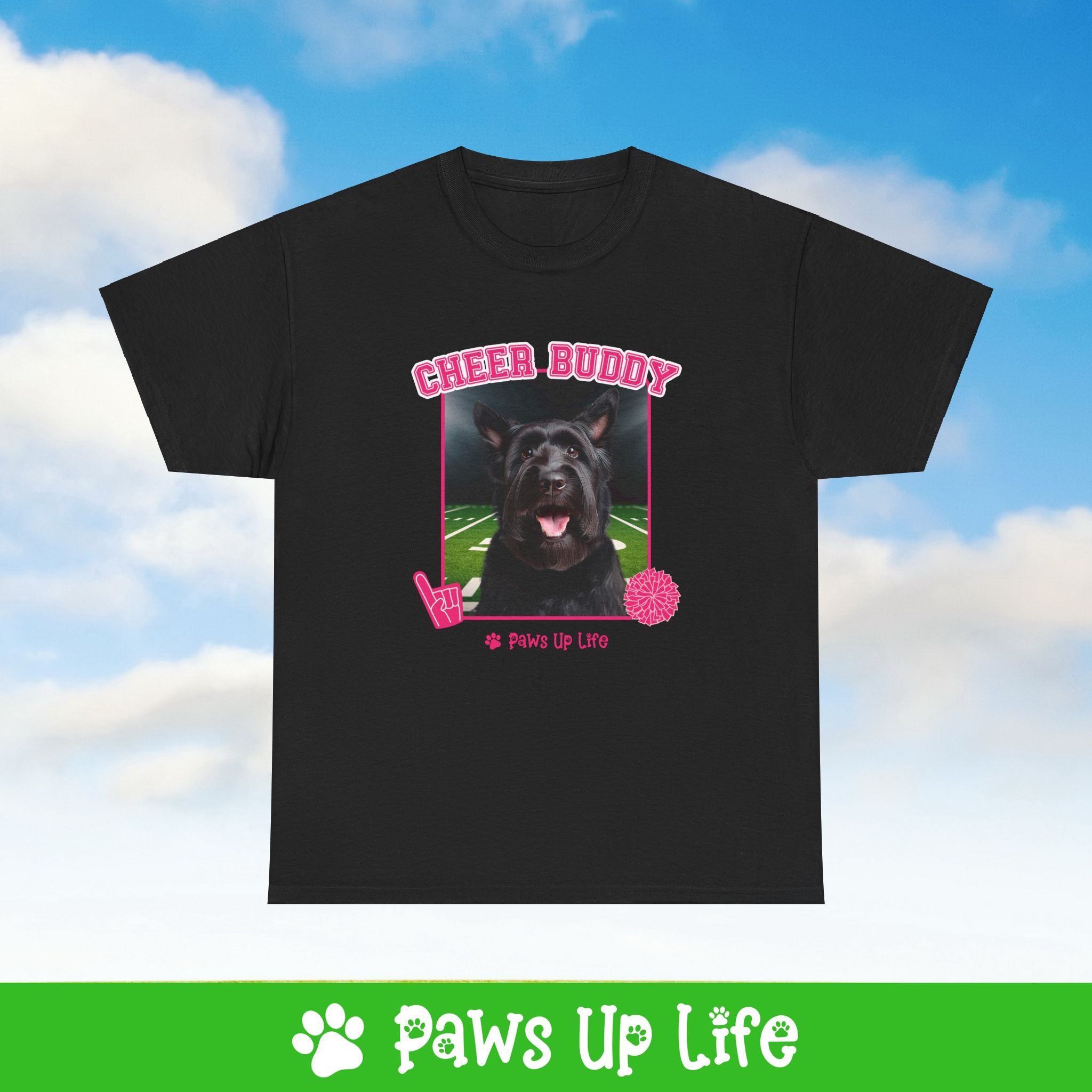 Black Russian Terrier Football Cheer Buddy Cheerleading Dog Tee, Shirt, Unisex Pet Lover Gift, Dog Mom Dad Tshirt, Animal Rescue Advocate, Cute Puppy Graphic Top Classic Collar | Paws Up Life, LLC