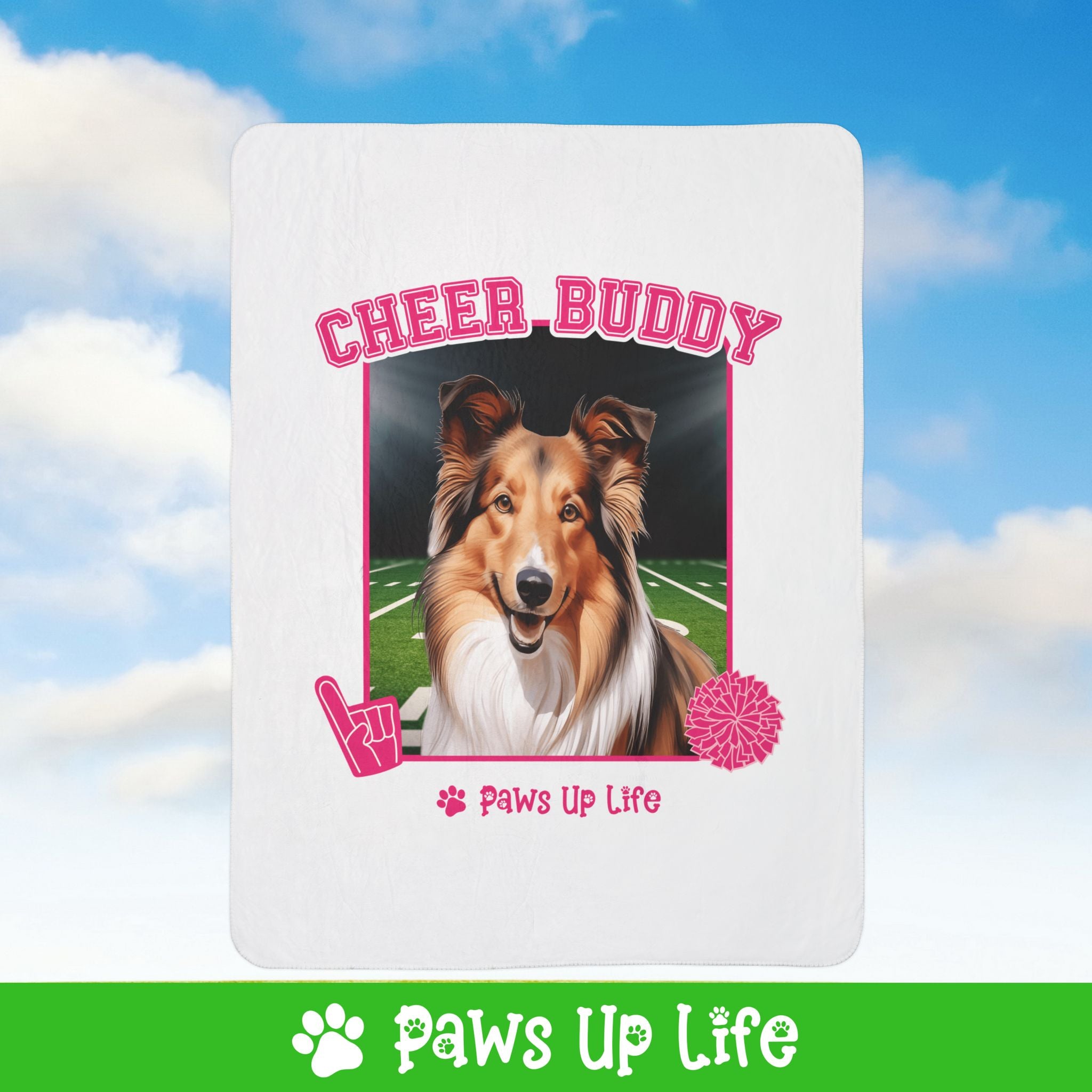 Shetland Sheepdog Football Cheer Buddy Cheerleading Dog Fleece Sherpa Blanket - Perfect for Snuggling and Cozy Napping | Paws Up Life, LLC