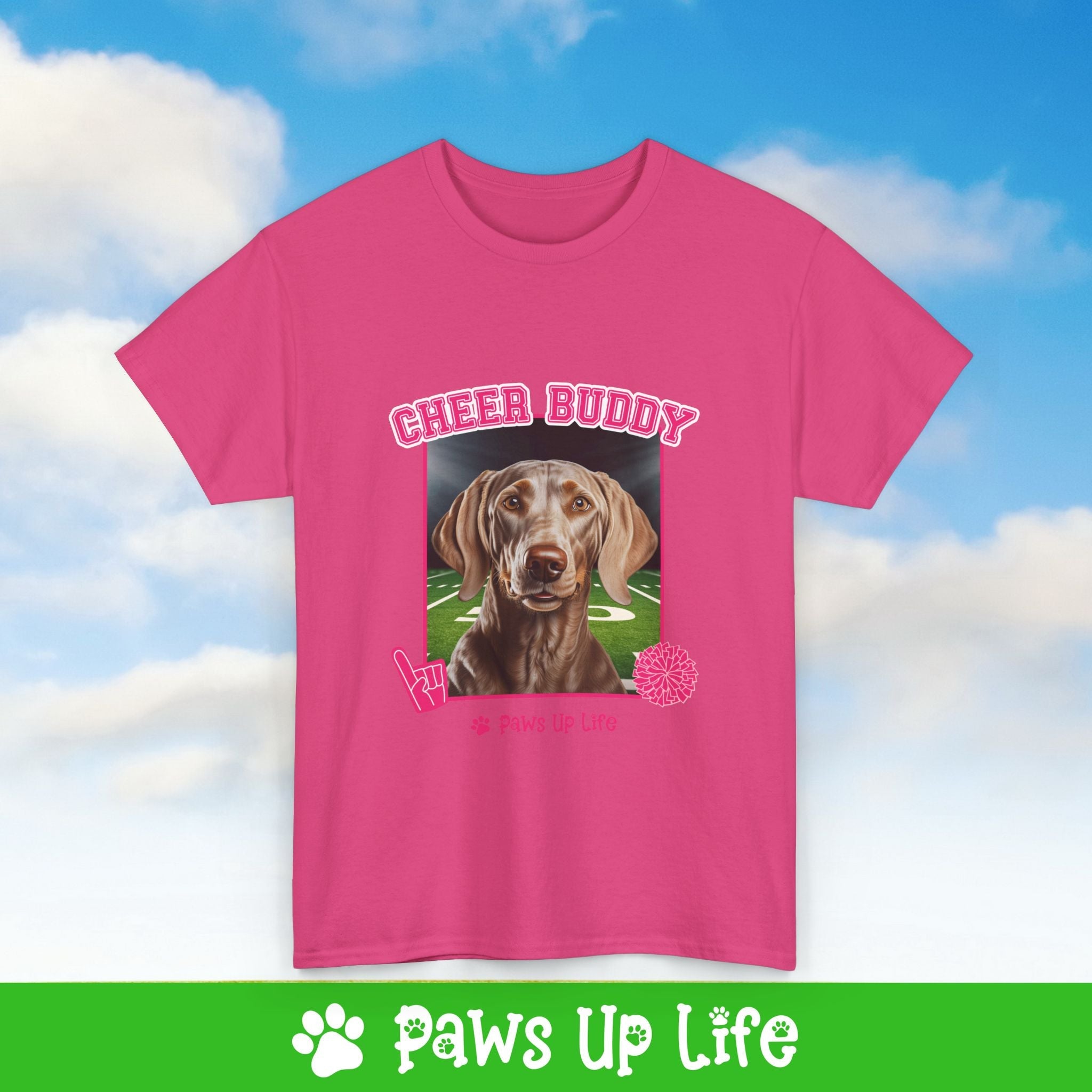 Weimaraner Football Cheer Buddy Cheerleading Dog Tee, Shirt, Unisex Pet Lover Gift, Dog Mom Dad Tshirt, Animal Rescue Advocate, Cute Puppy Graphic Top Classic Collar | Paws Up Life, LLC