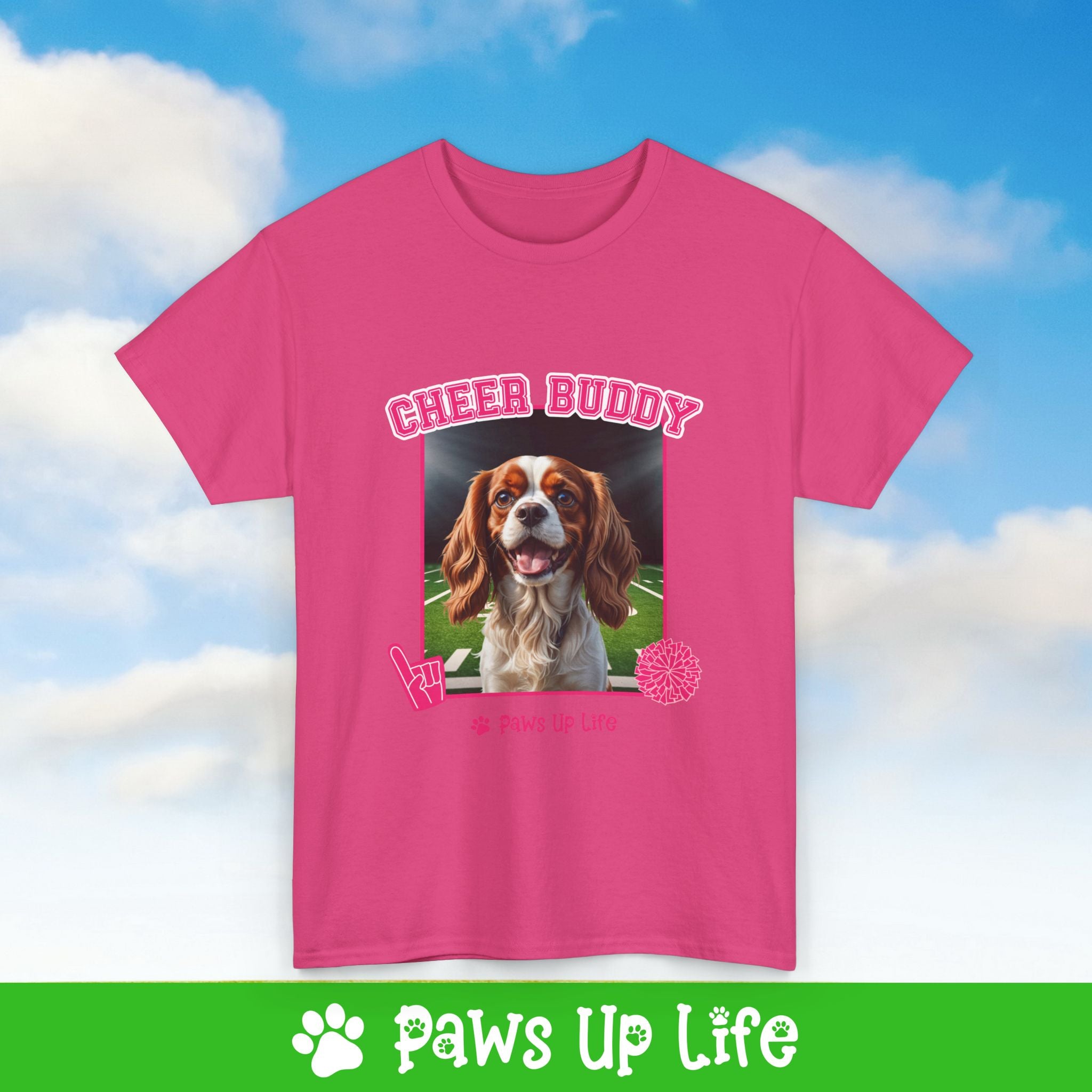 Cavalier King Charles Spaniel Football Cheer Buddy Cheerleading Dog Tee, Shirt, Unisex Pet Lover Gift, Dog Mom Dad Tshirt, Animal Rescue Advocate, Cute Puppy Graphic Top Classic Collar | Paws Up Life, LLC