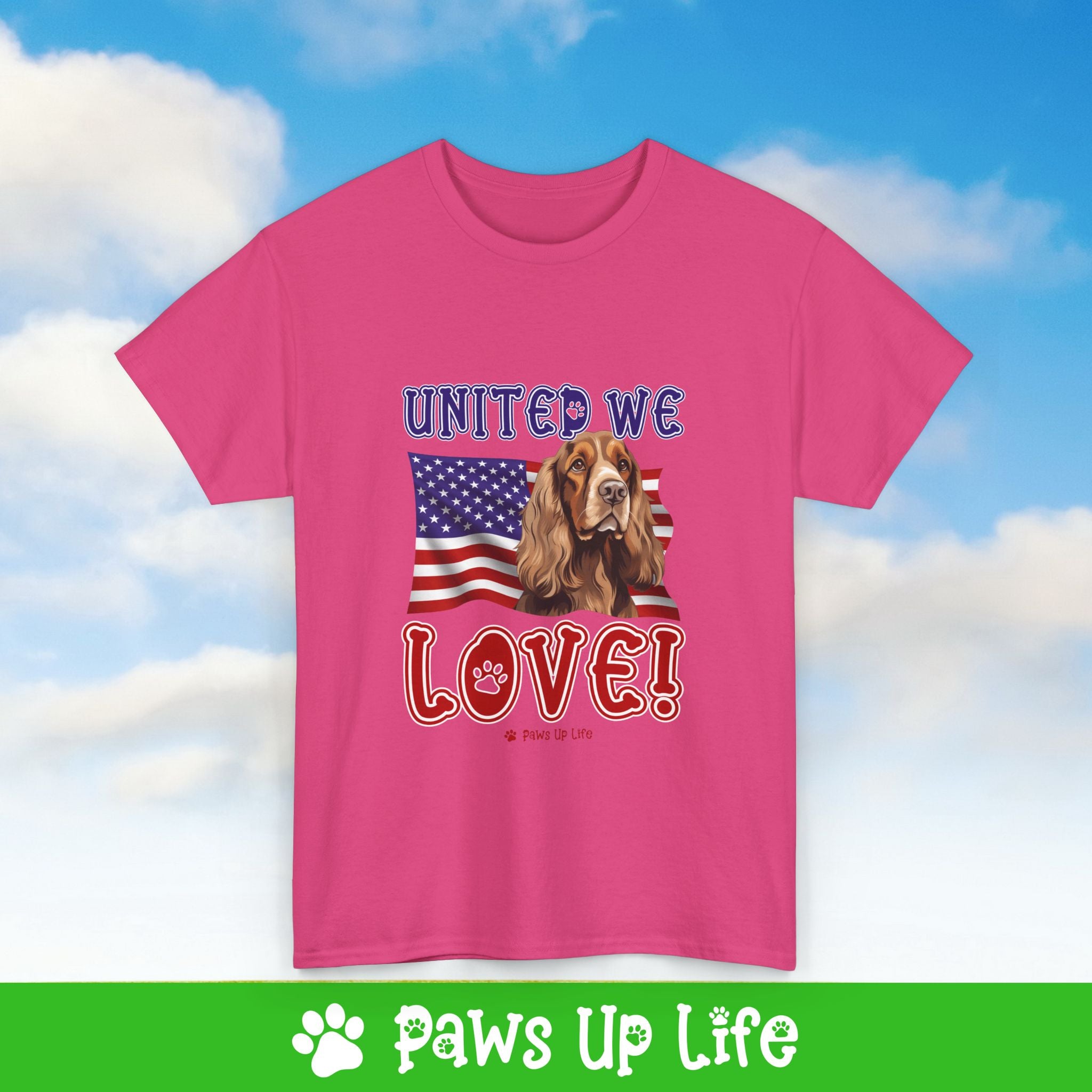 English Cocker Spaniel Dog United We Love Dog Tee, Shirt, Unisex Pet Lover Gift, Dog Mom Dad Tshirt, Animal Rescue Advocate, Cute Puppy Graphic Top Classic Collar