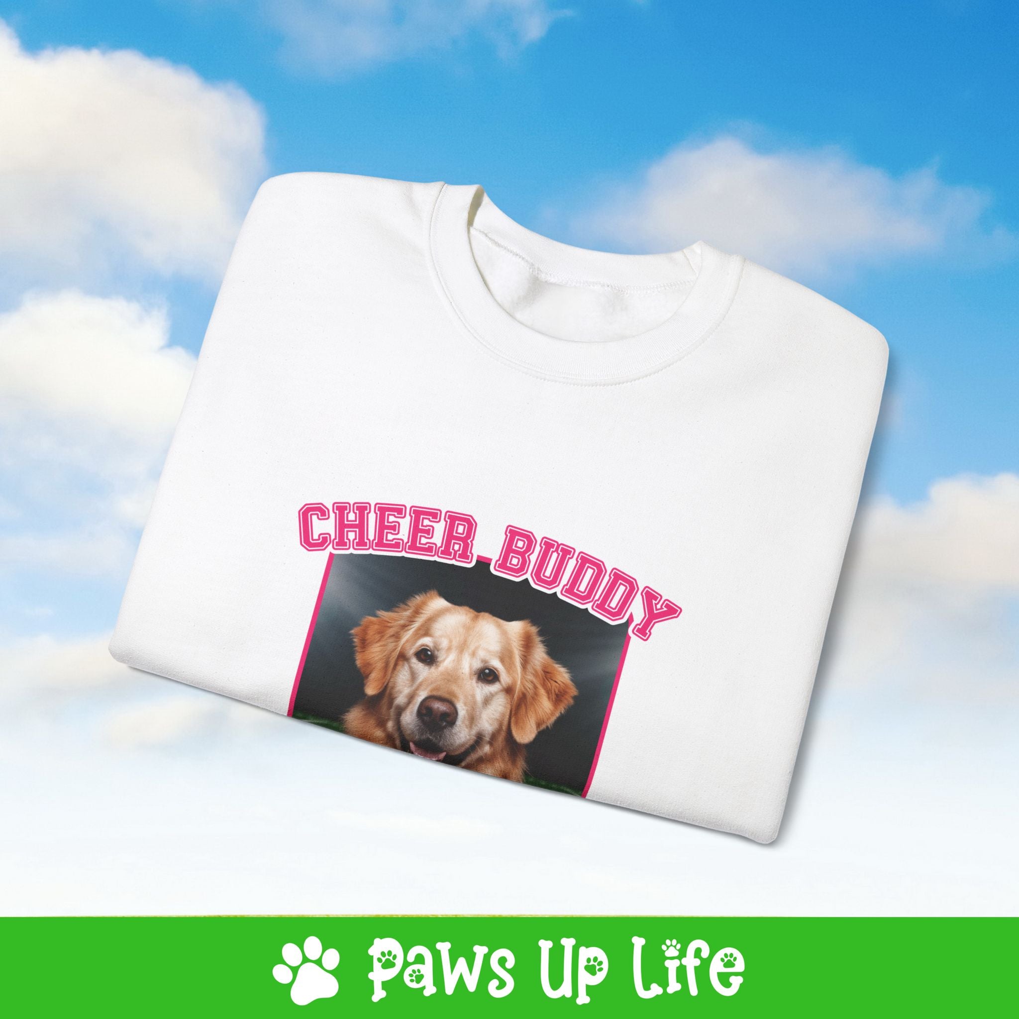 Golden Retriever Football Cheer Buddy Cheerleading Dog Crewneck Sweatshirt, Unisex Gift for Animal Lovers, Dog Mom Dad Sweatshirt, Cute Dog Lover Apparel, Fun Pet | Paws Up Life, LLC