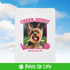 Yorkshire Terrier Football Cheer Buddy Cheerleading Dog Fleece Sherpa Blanket - Perfect for Snuggling and Cozy Napping | Paws Up Life, LLC