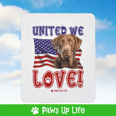 Chesapeake Bay Retriever Dog United We Love Fleece Sherpa Blanket - Perfect for Snuggling and Cozy Napping | Paws Up Life, LLC