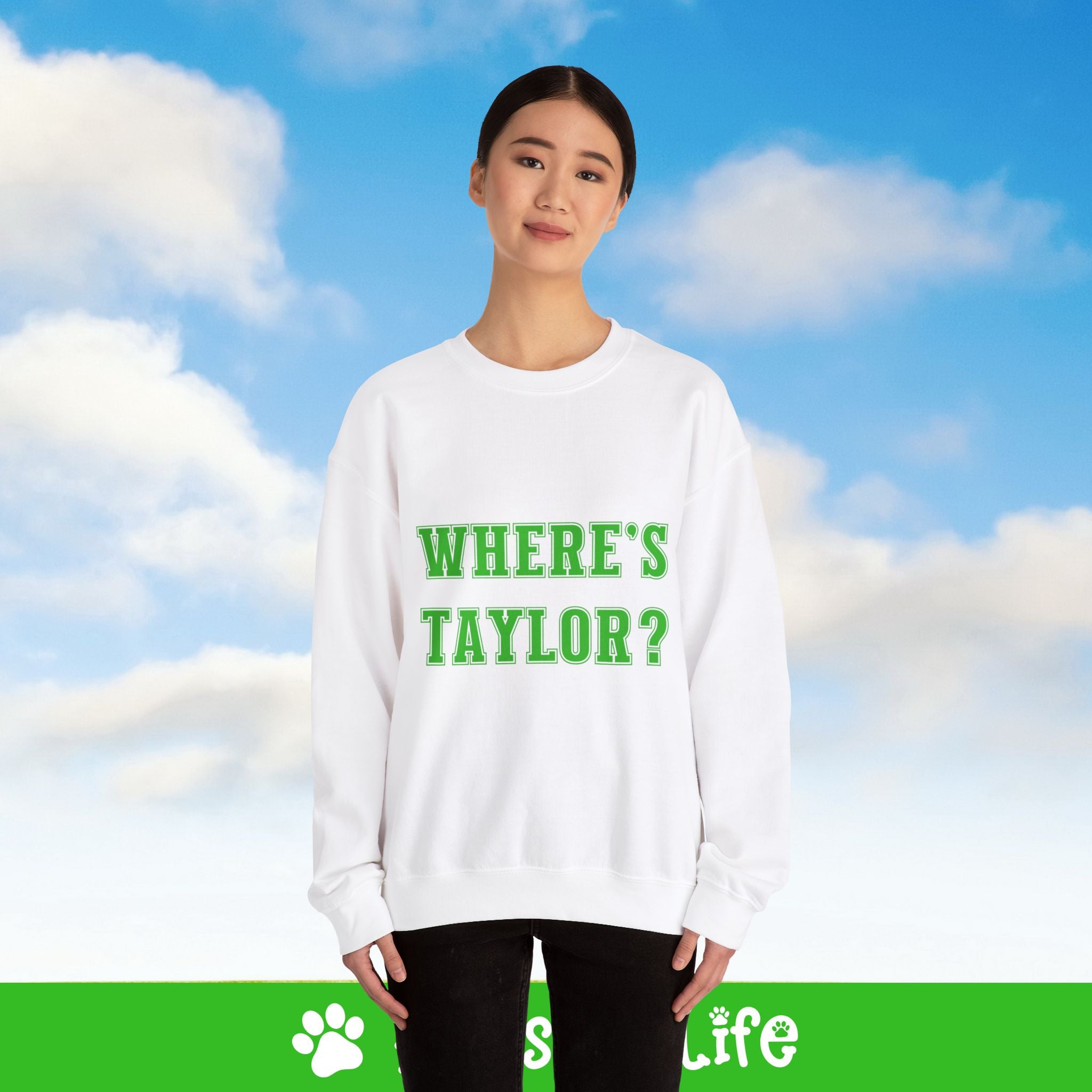 Where's Taylor Football Crewneck Sweatshirt, Unisex Gift for Animal Lovers, Dog Mom Dad Sweatshirt, Cute Dog Lover Apparel, Fun Pet | Paws Up Life, LLC