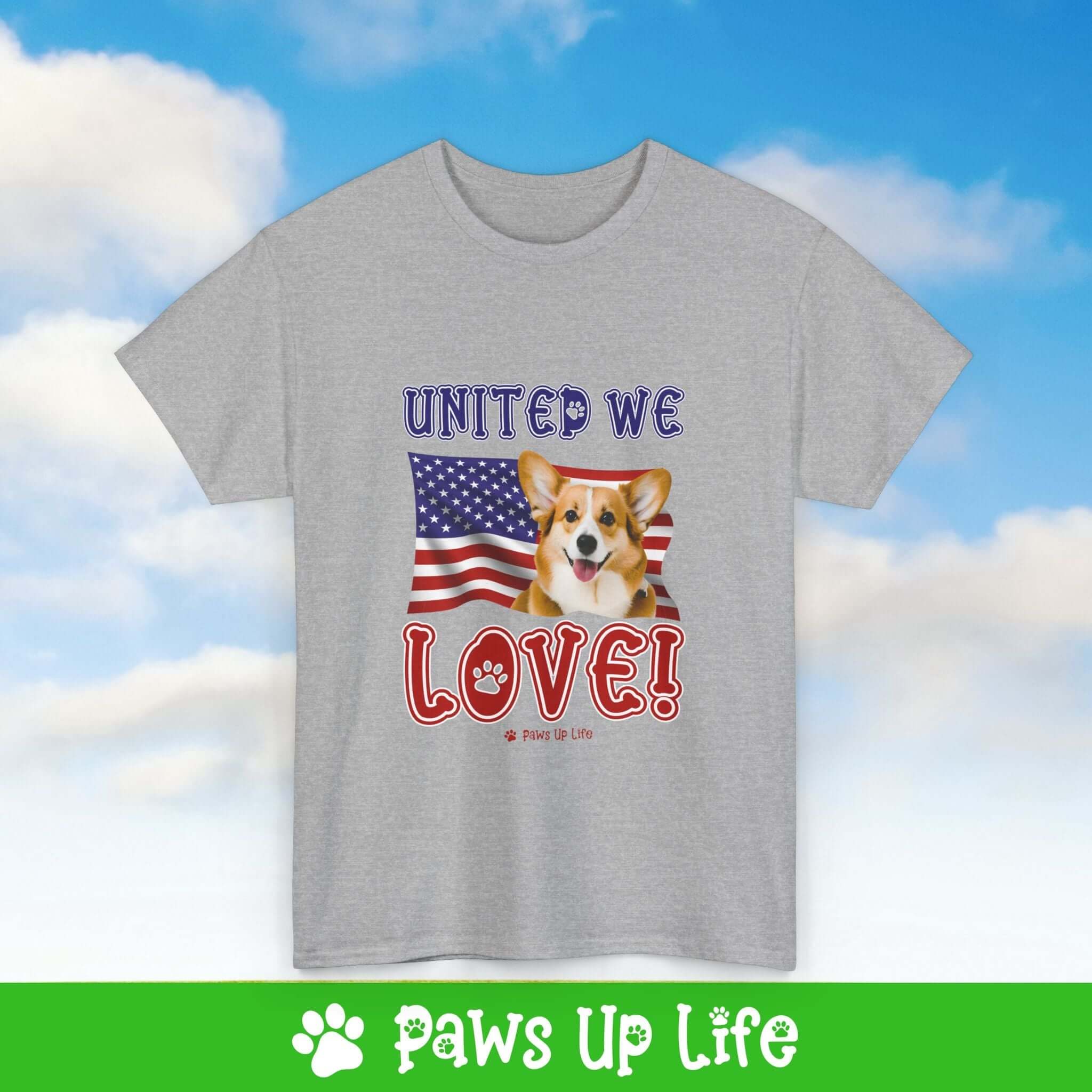 Pembroke Welsh Corgi Dog United We Love Dog Tee, Shirt, Unisex Pet Lover Gift, Dog Mom Dad Tshirt, Animal Rescue Advocate, Cute Puppy Graphic Top Classic Collar | Paws Up Life, LLC