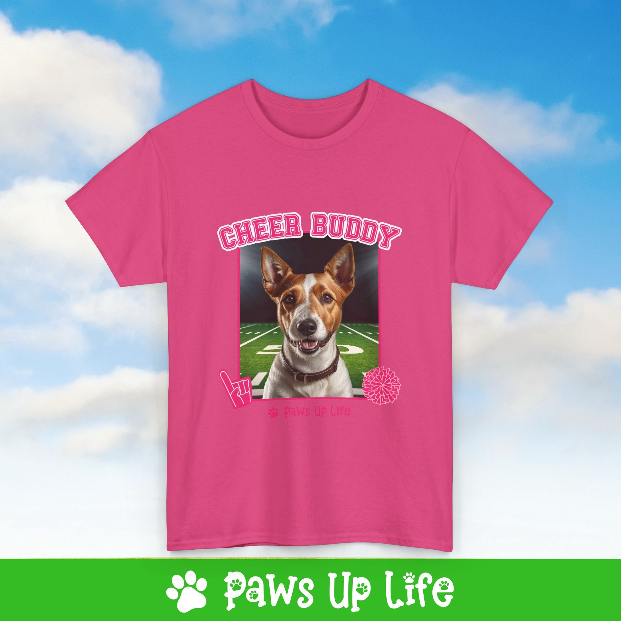 Fox Terrier Football Cheer Buddy Cheerleading Dog Tee, Shirt, Unisex Pet Lover Gift, Dog Mom Dad Tshirt, Animal Rescue Advocate, Cute Puppy Graphic Top Classic Collar | Paws Up Life, LLC