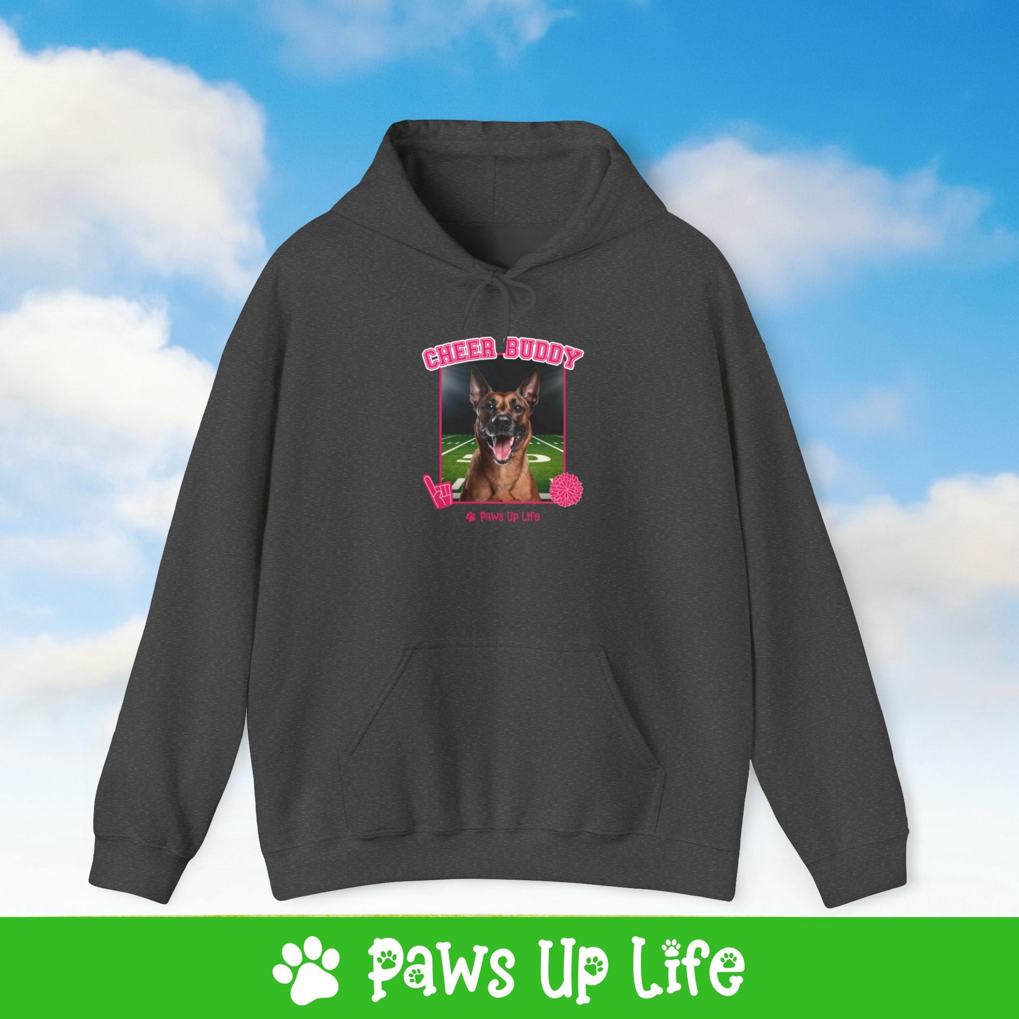 Belgian Tervuren Cheer Buddy Cheerleading Dog Unisex Hoodie Hooded Sweatshirt Classic Comfy Cotton | Paws Up Life, LLC