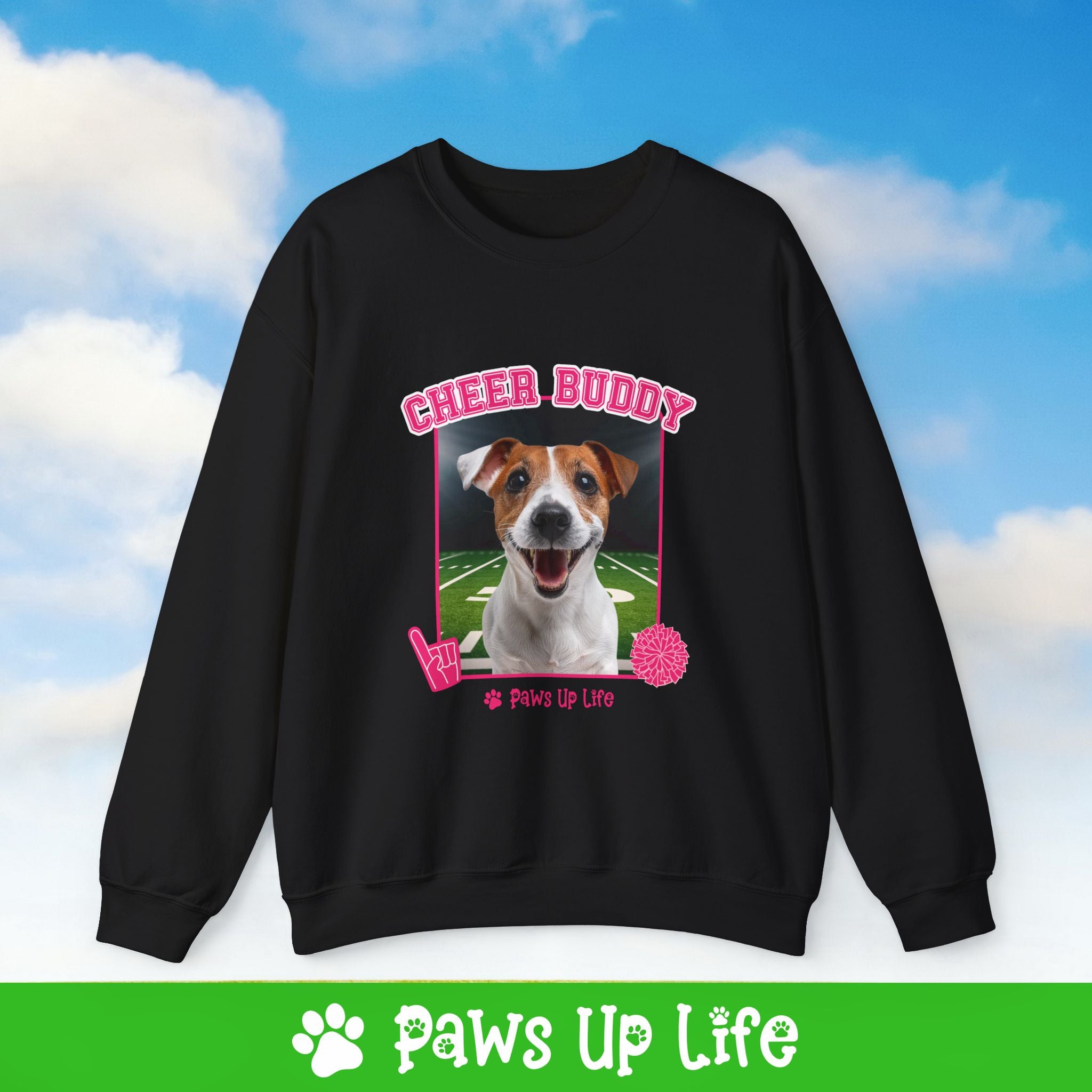 Jack Russell Football Cheer Buddy Cheerleading Dog Crewneck Sweatshirt, Unisex Gift for Animal Lovers, Dog Mom Dad Sweatshirt, Cute Dog Lover Apparel, Fun Pet