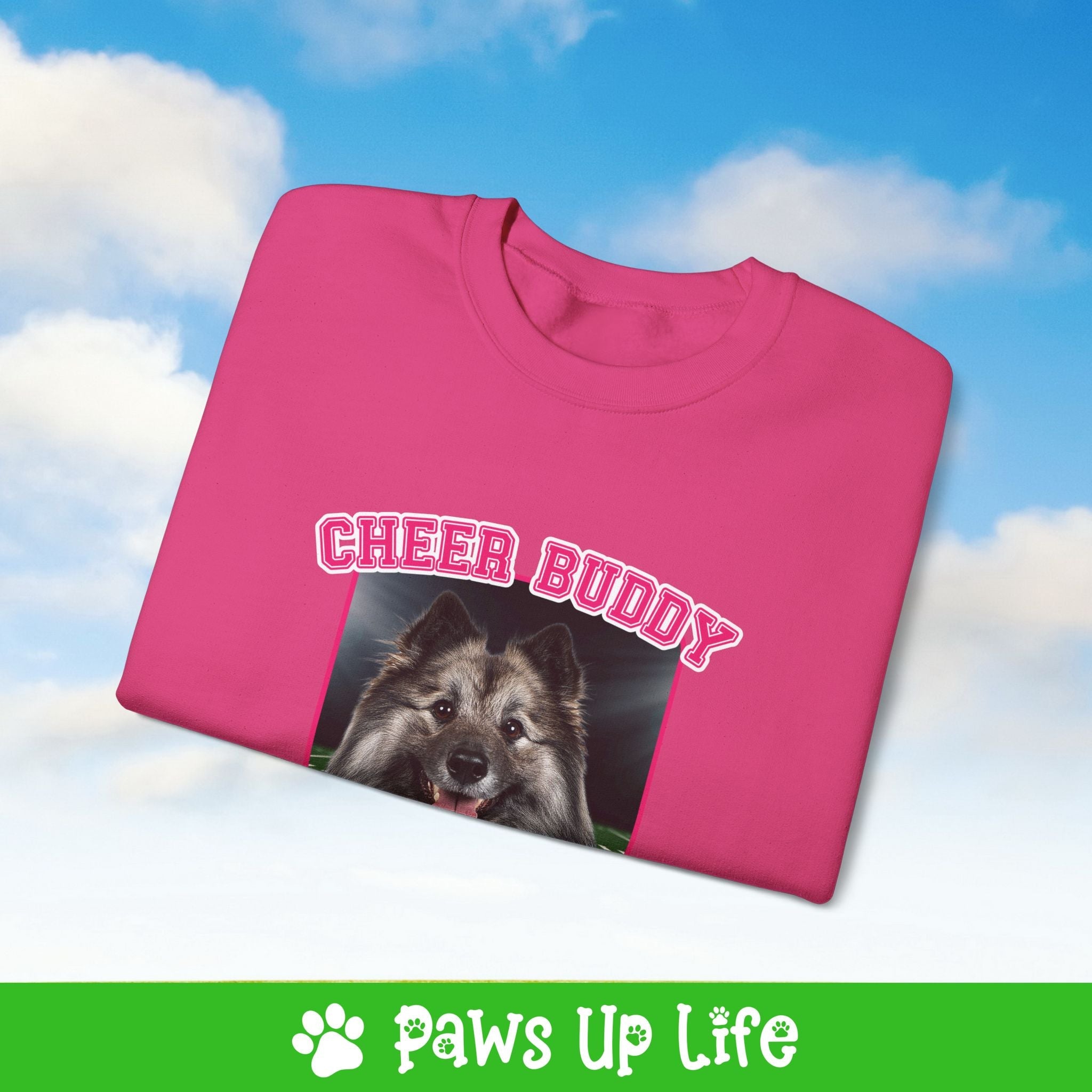 Keeshond Football Cheer Buddy Cheerleading Dog Crewneck Sweatshirt, Unisex Gift for Animal Lovers, Dog Mom Dad Sweatshirt, Cute Dog Lover Apparel, Fun Pet | Paws Up Life, LLC