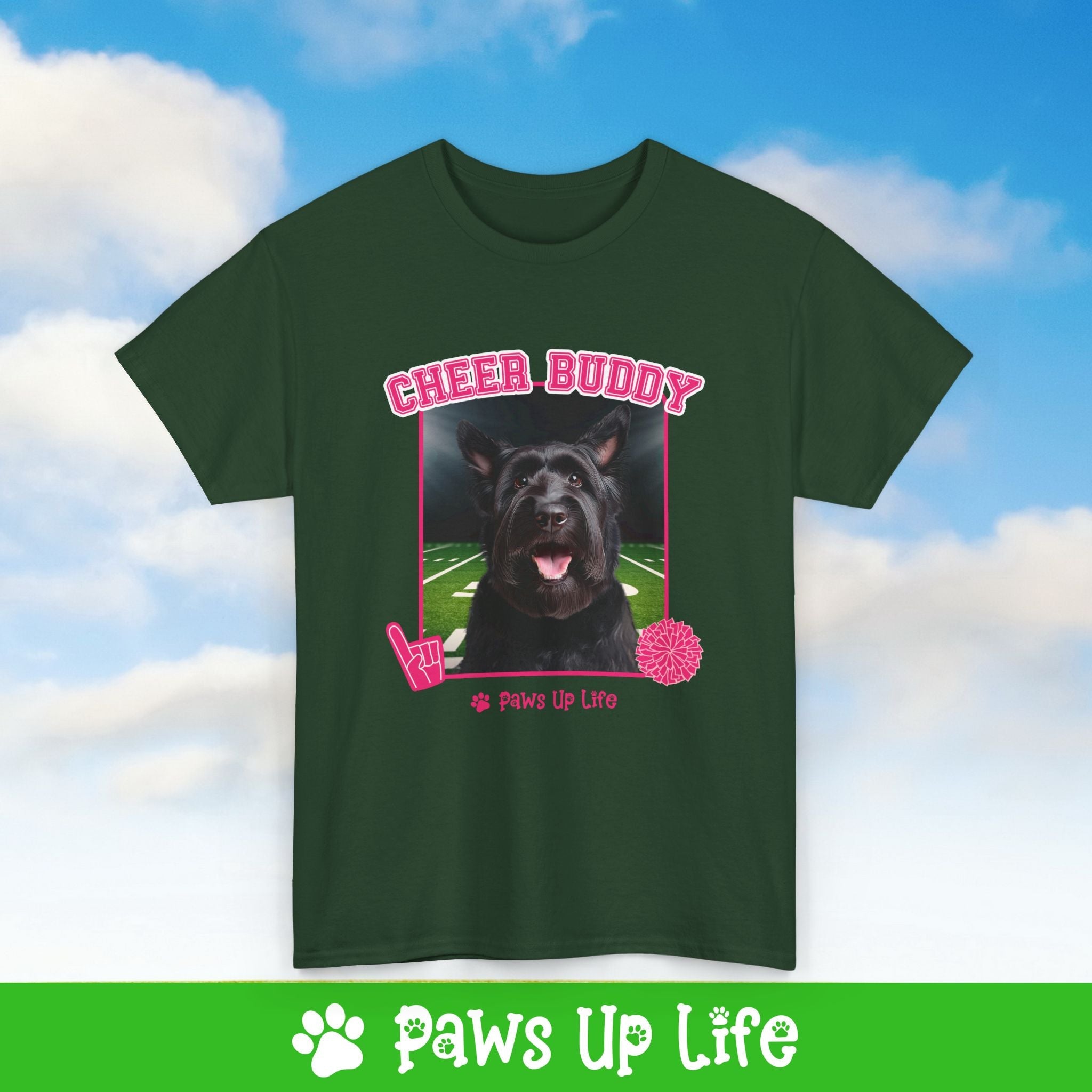 Black Russian Terrier Football Cheer Buddy Cheerleading Dog Tee, Shirt, Unisex Pet Lover Gift, Dog Mom Dad Tshirt, Animal Rescue Advocate, Cute Puppy Graphic Top Classic Collar | Paws Up Life, LLC