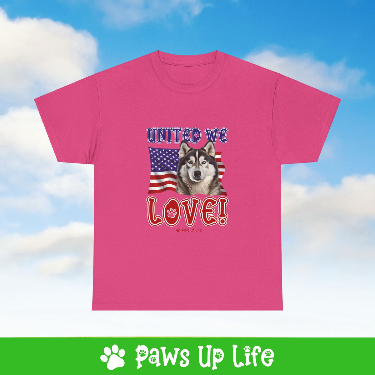 Alaskan Malamute Dog United We Love Dog Tee, Shirt, Unisex Pet Lover Gift, Dog Mom Dad Tshirt, Animal Rescue Advocate, Cute Puppy Graphic Top Classic Collar | Paws Up Life, LLC