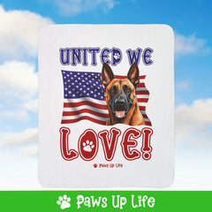 Belgian Malinois Dog United We Love Fleece Sherpa Blanket - Perfect for Snuggling and Cozy Napping | Paws Up Life, LLC