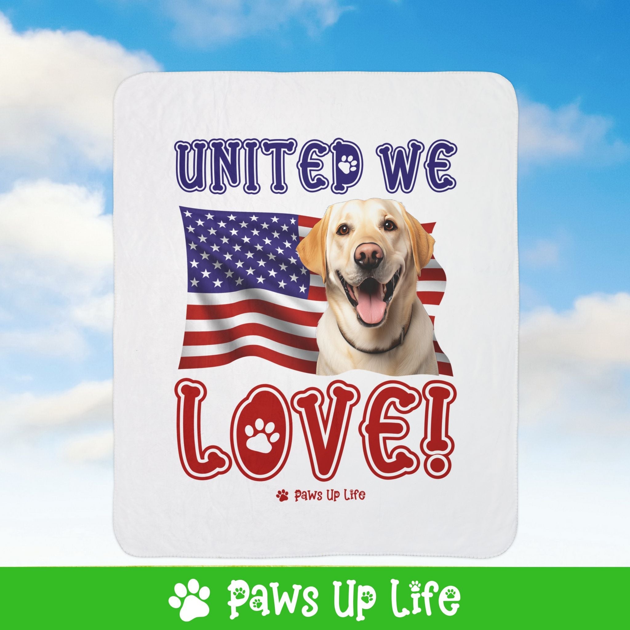 Yellow Lab Labrador Retriever Dog United We Love Fleece Sherpa Blanket - Perfect for Snuggling and Cozy Napping | Paws Up Life, LLC