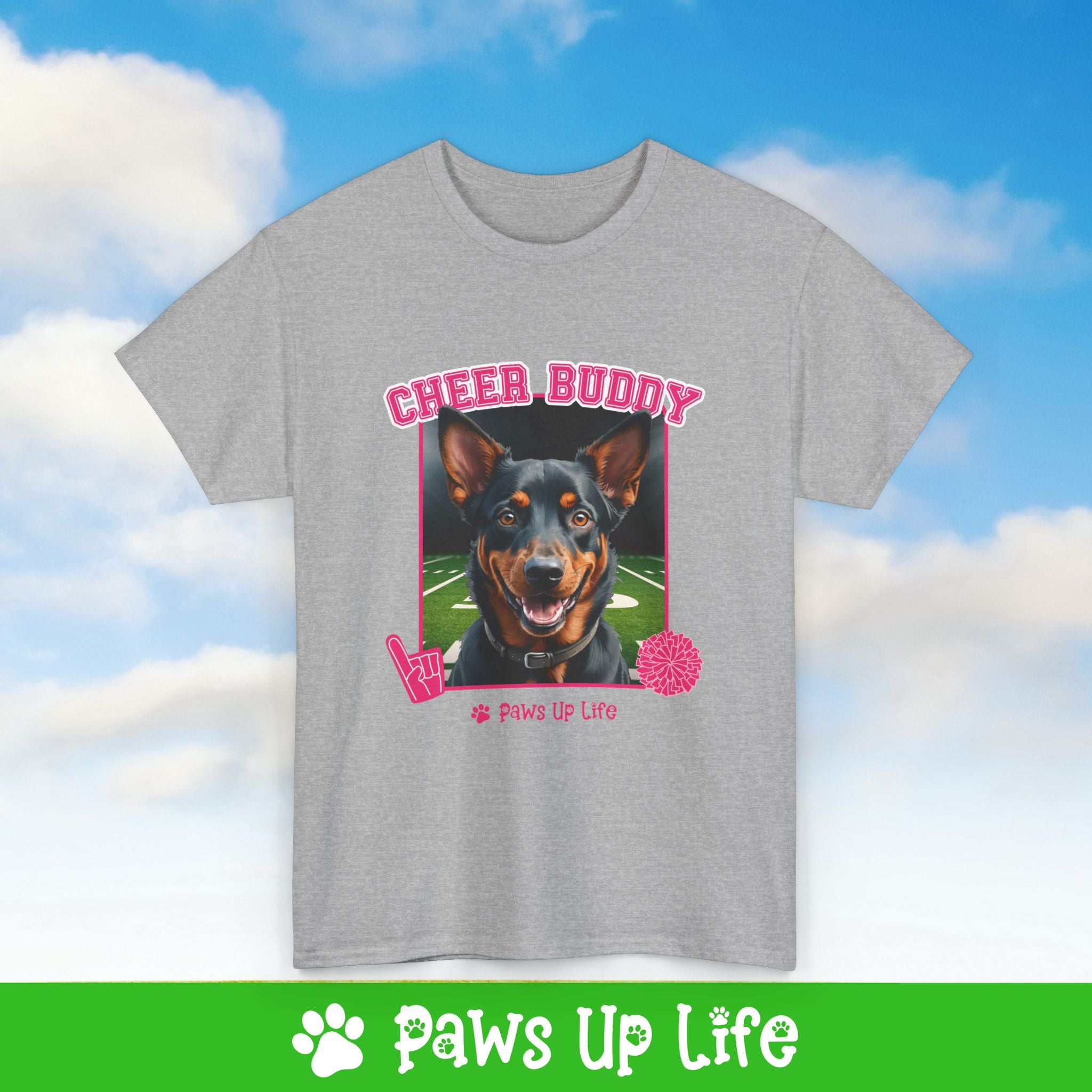 Australian Kelpie Cheer Buddy Cheerleading Dog Tee, Shirt, Unisex Pet Lover Gift, Dog Mom Dad Tshirt, Animal Rescue Advocate, Cute Puppy Graphic Top Classic Collar | Paws Up Life, LLC