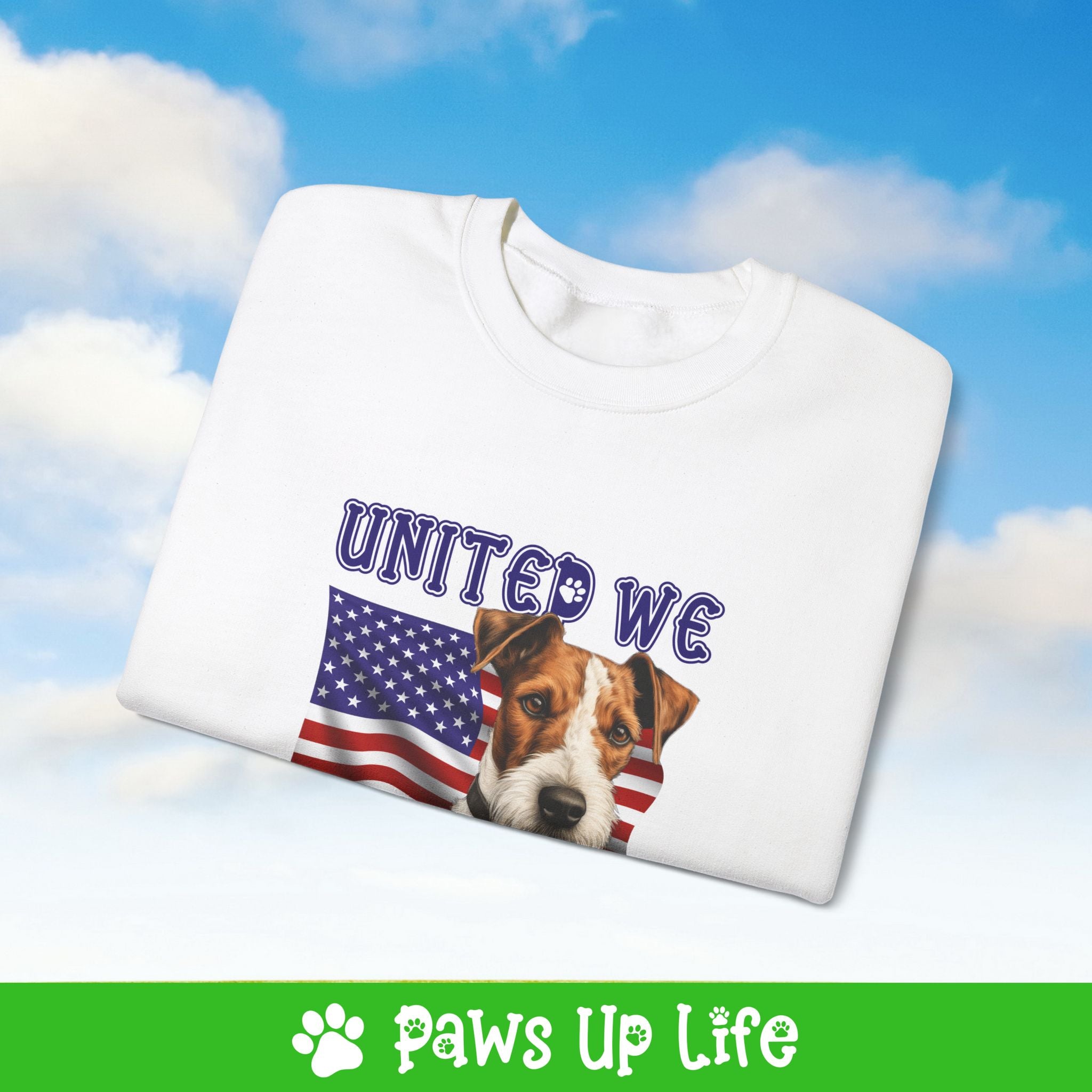 Fox Terrier Dog United We Love Dog Crewneck Sweatshirt, Unisex Gift for Animal Lovers, Dog Mom Dad Sweatshirt, Cute Dog Lover Apparel, Fun Pet | Paws Up Life, LLC