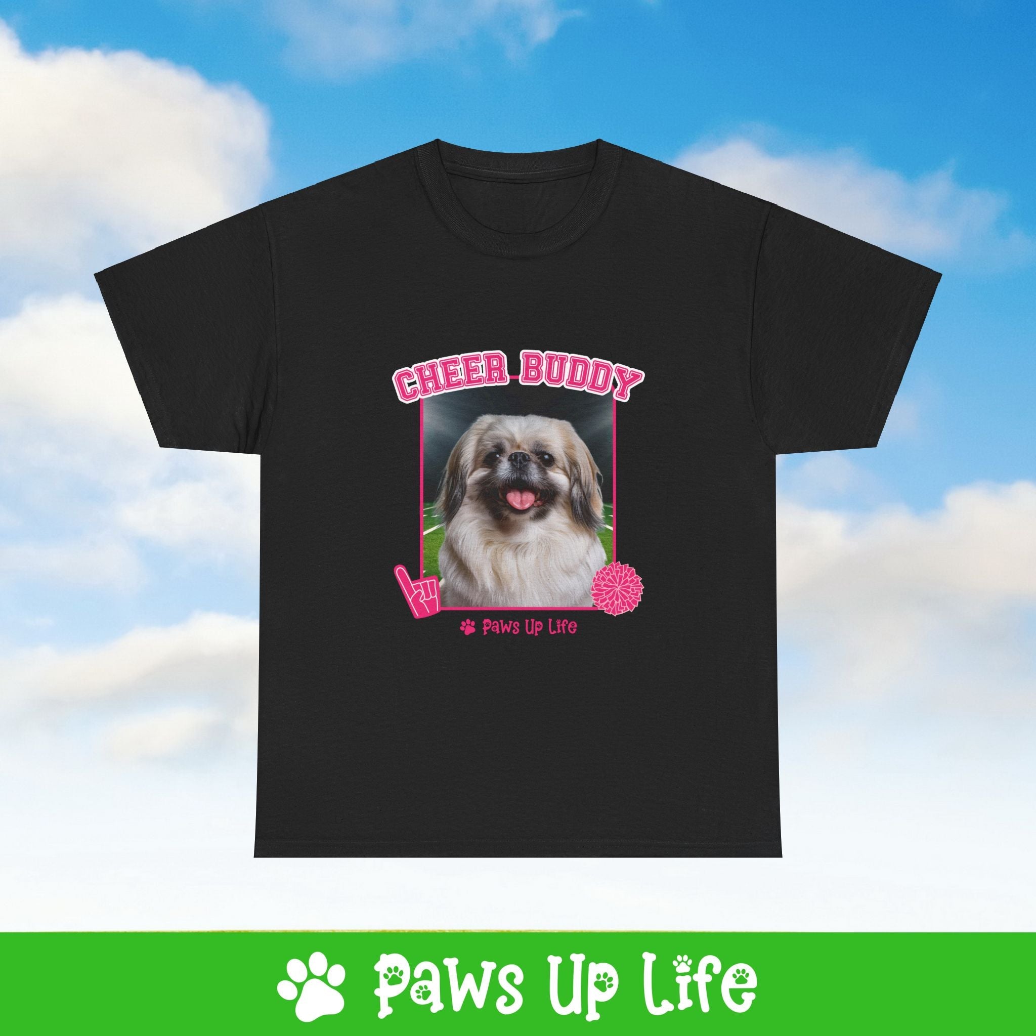 Pekinese Football Cheer Buddy Cheerleading Dog Tee, Shirt, Unisex Pet Lover Gift, Dog Mom Dad Tshirt, Animal Rescue Advocate, Cute Puppy Graphic Top Classic Collar | Paws Up Life, LLC