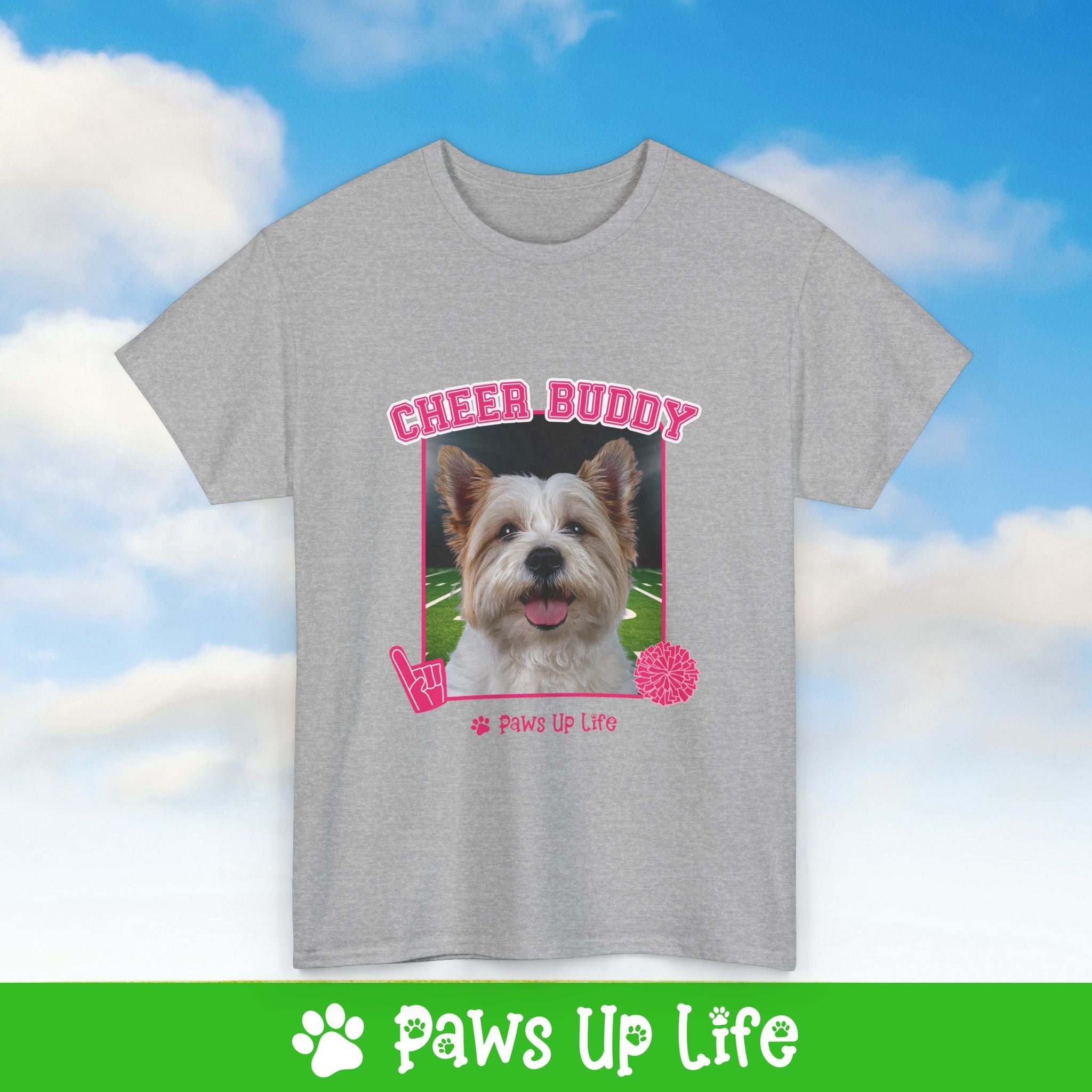 White Norfolk Terrier Football Cheer Buddy Cheerleading Dog Tee, Shirt, Unisex Pet Lover Gift, Dog Mom Dad Tshirt, Animal Rescue Advocate, Cute Puppy Graphic Top Classic Collar | Paws Up Life, LLC