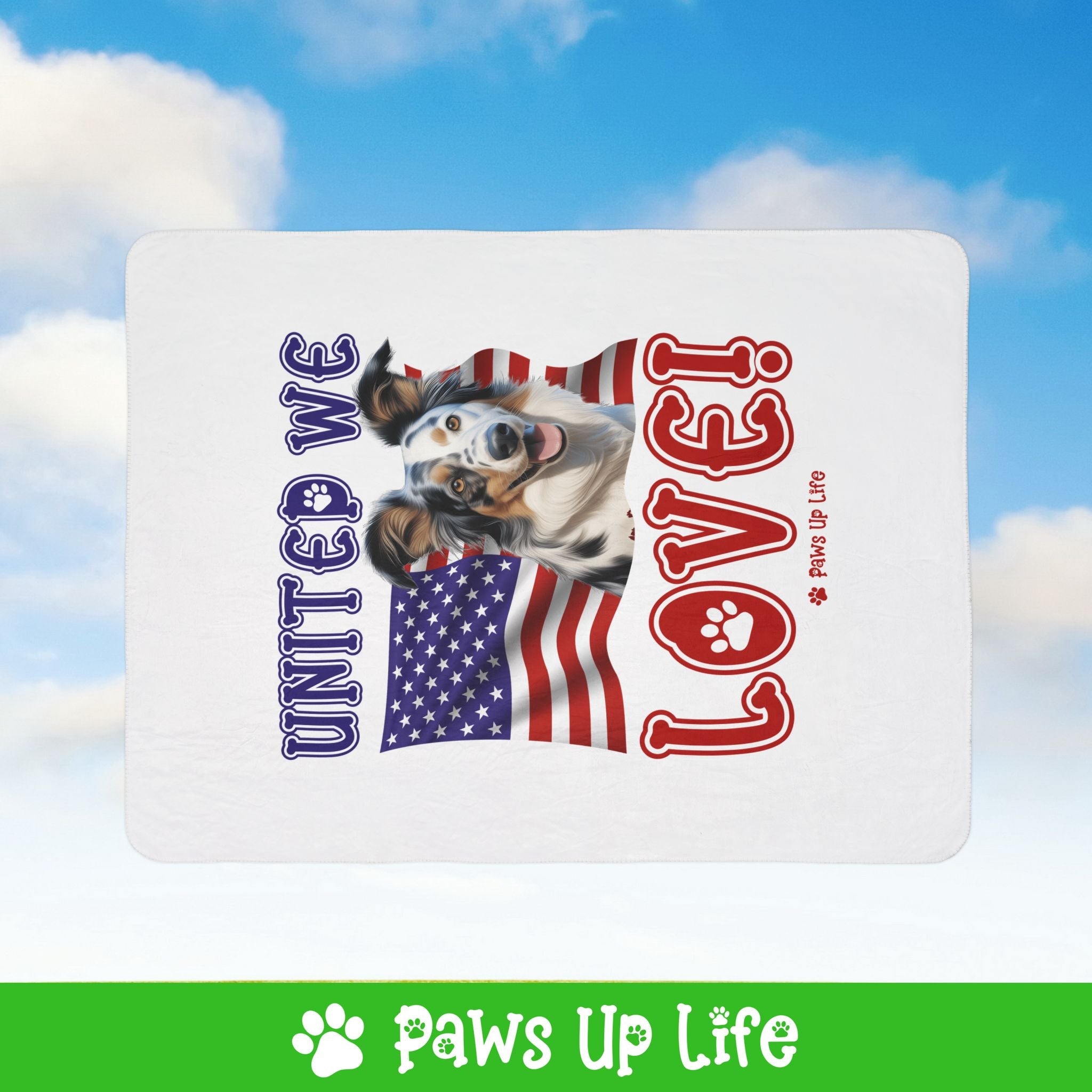 Australian Koolie Dog United We Love Fleece Sherpa Blanket - Perfect for Snuggling and Cozy Napping | Paws Up Life, LLC