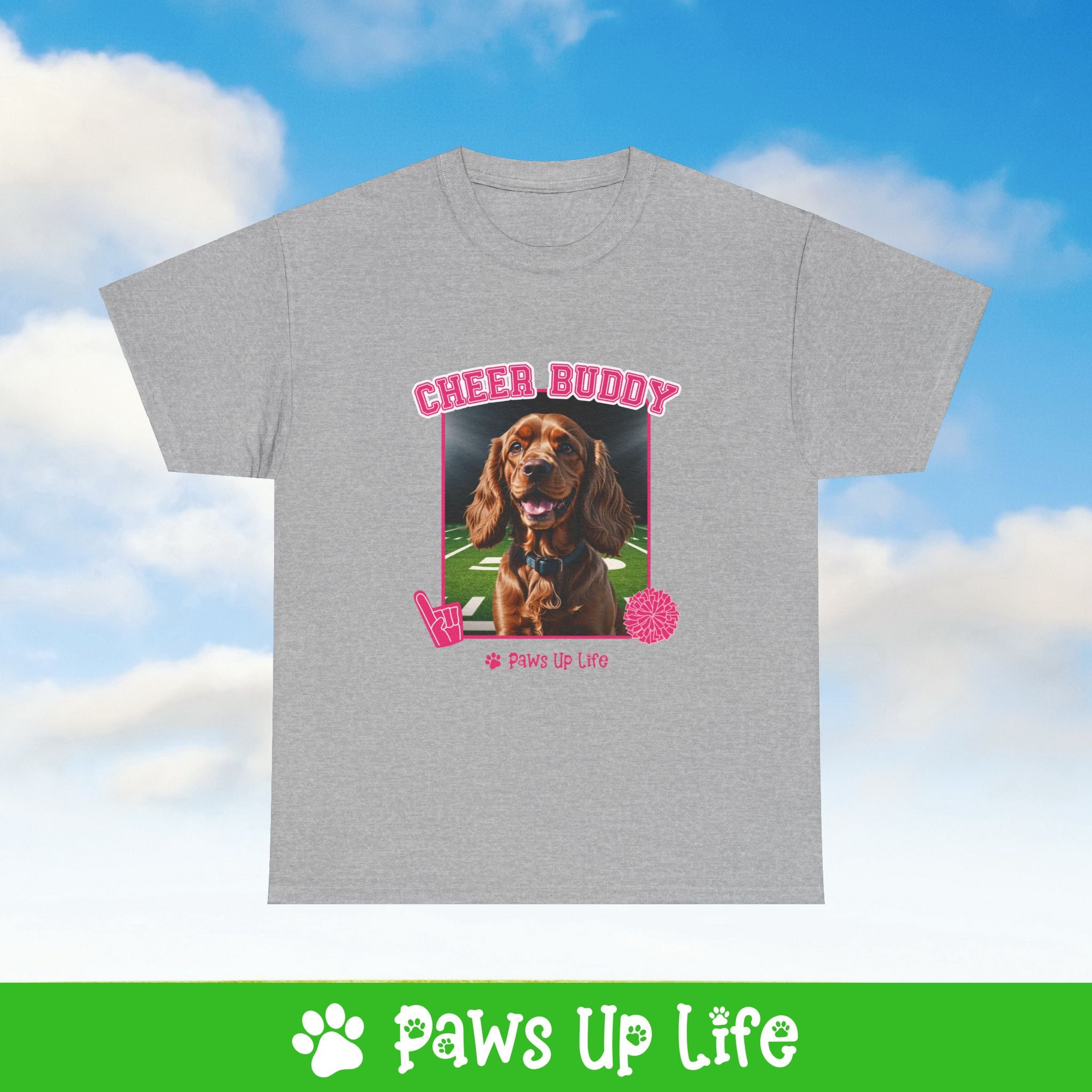 Cocker Spaniel Football Cheer Buddy Cheerleading Dog Tee, Shirt, Unisex Pet Lover Gift, Dog Mom Dad Tshirt, Animal Rescue Advocate, Cute Puppy Graphic Top Classic Collar | Paws Up Life, LLC