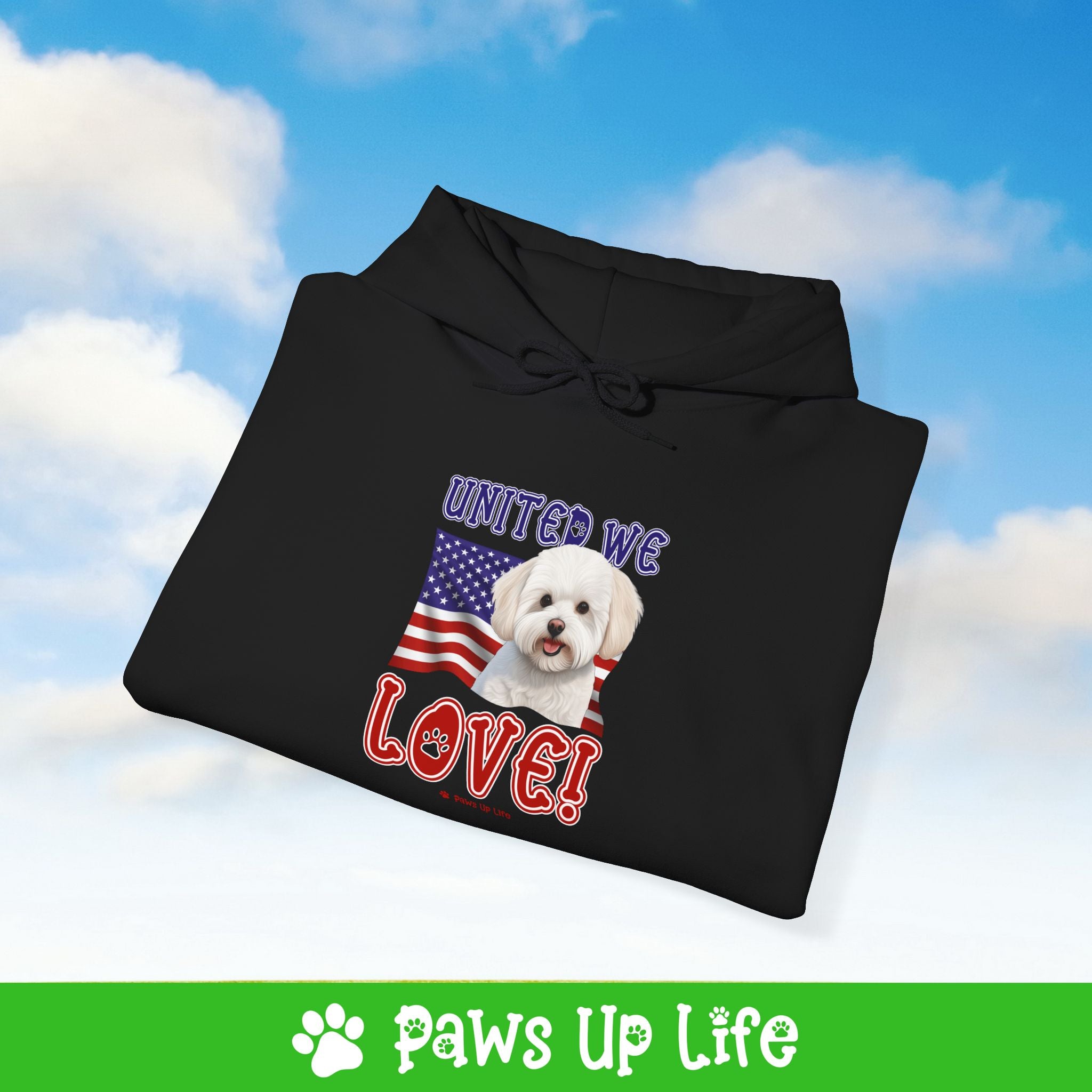 Bichon Frise Dog United We Love Unisex Hoodie Hooded Sweatshirt Classic Comfy Cotton | Paws Up Life, LLC