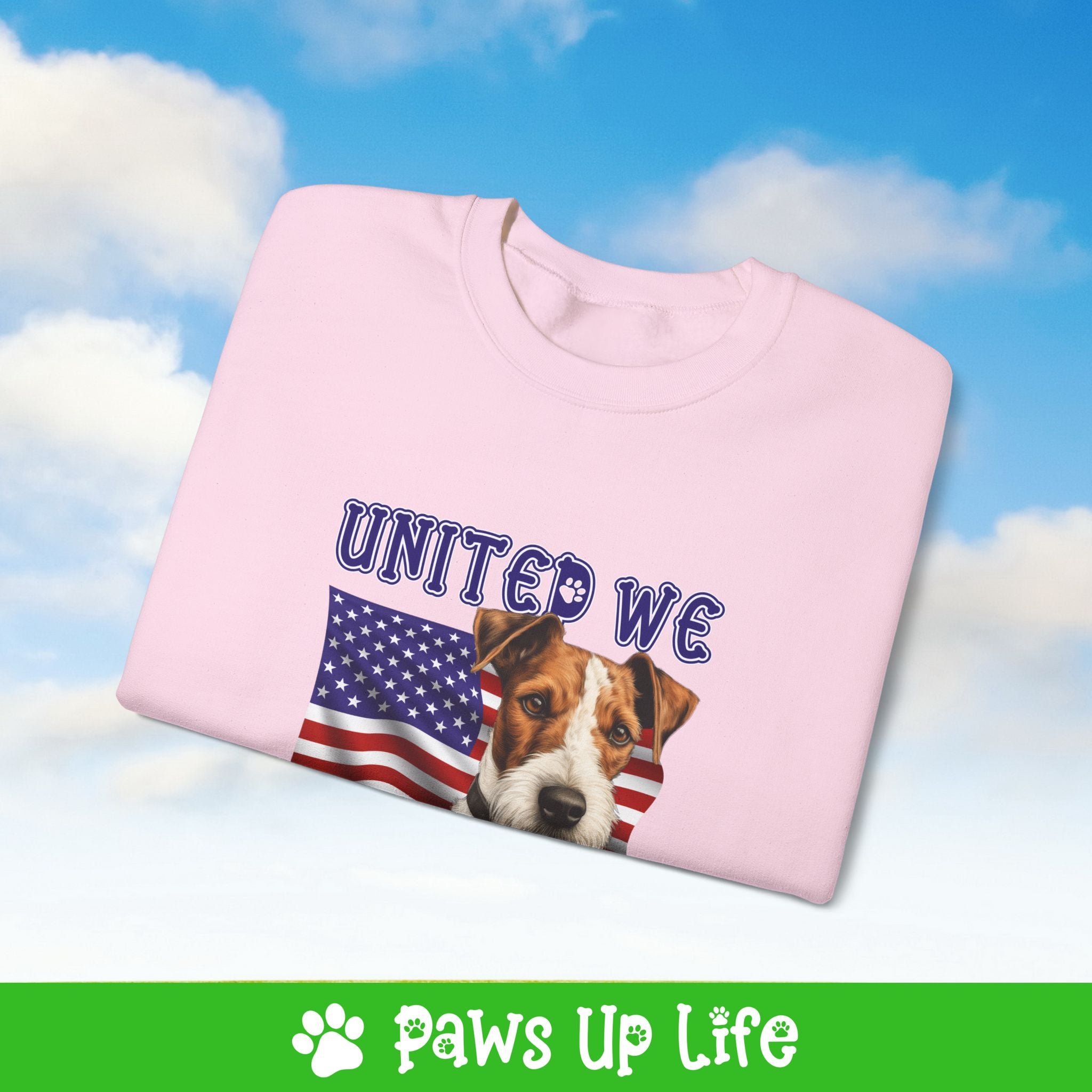 Fox Terrier Dog United We Love Dog Crewneck Sweatshirt, Unisex Gift for Animal Lovers, Dog Mom Dad Sweatshirt, Cute Dog Lover Apparel, Fun Pet | Paws Up Life, LLC