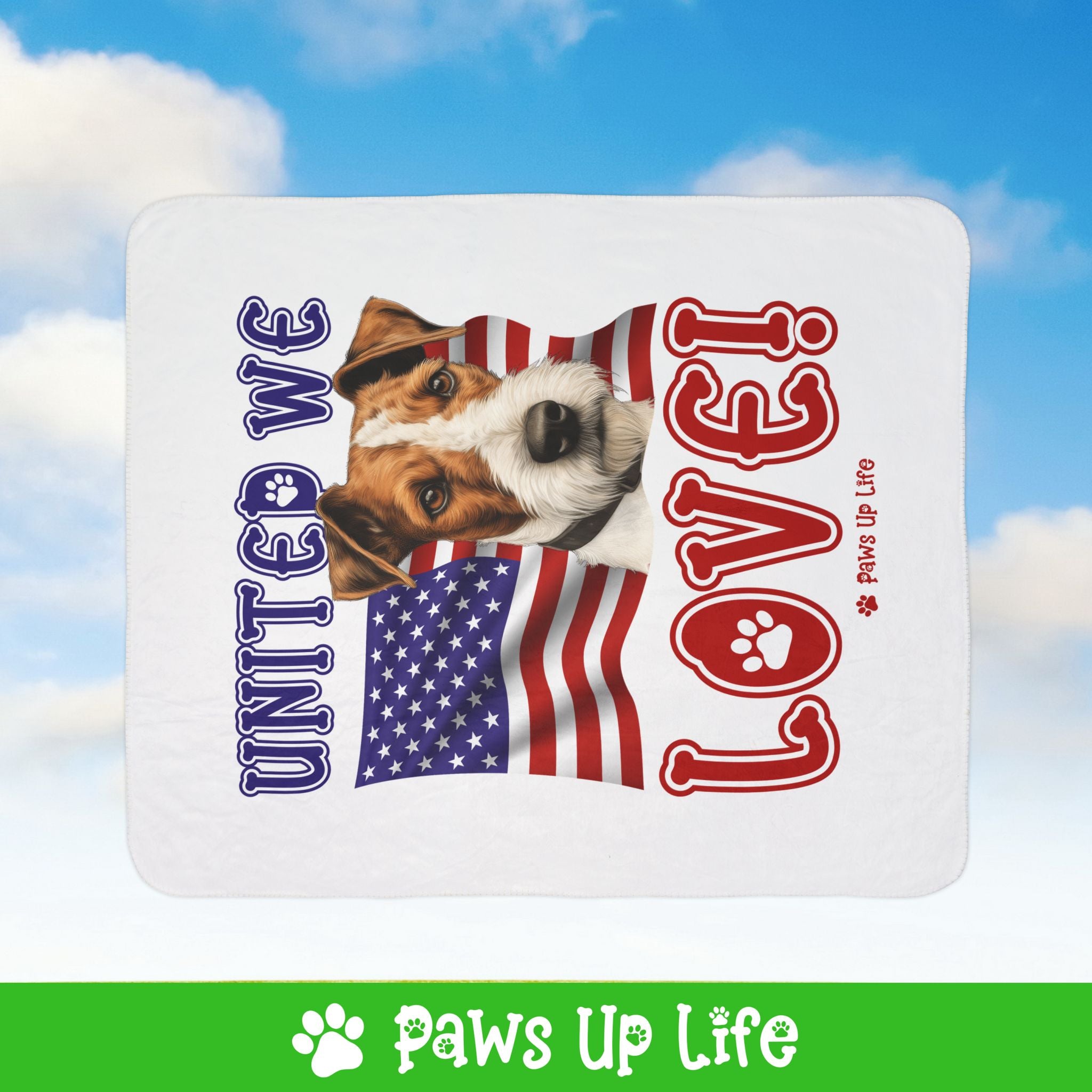 Fox Terrier Dog United We Love Fleece Sherpa Blanket - Perfect for Snuggling and Cozy Napping | Paws Up Life, LLC