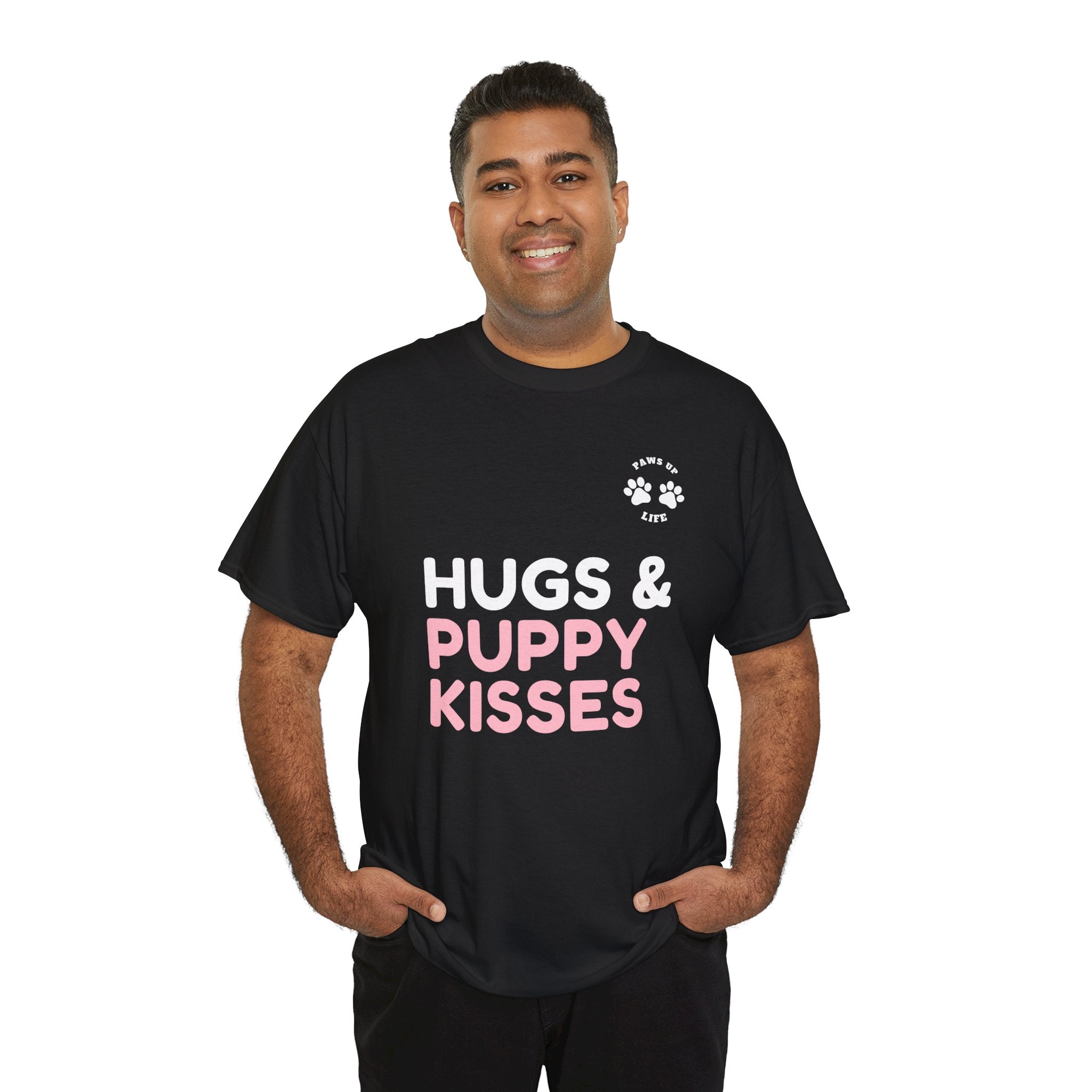 Hugs & Puppy Kisses Dog Mom or Dad Unisex T-Shirt  - Gifts for Pet-Loving Parents |Unisex Heavy Cotton GildanTee | Paws Up Life, LLC