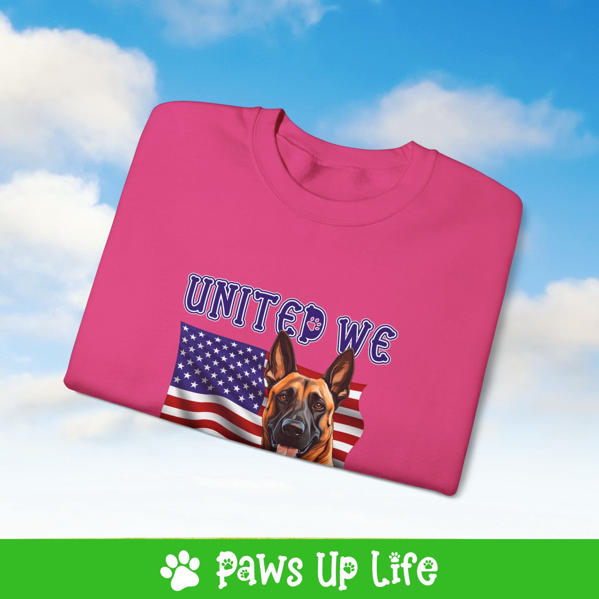 Belgian Malinois Dog United We Love Dog Crewneck Sweatshirt, Unisex Gift for Animal Lovers, Dog Mom Dad Sweatshirt, Cute Dog Lover Apparel, Fun Pet | Paws Up Life, LLC