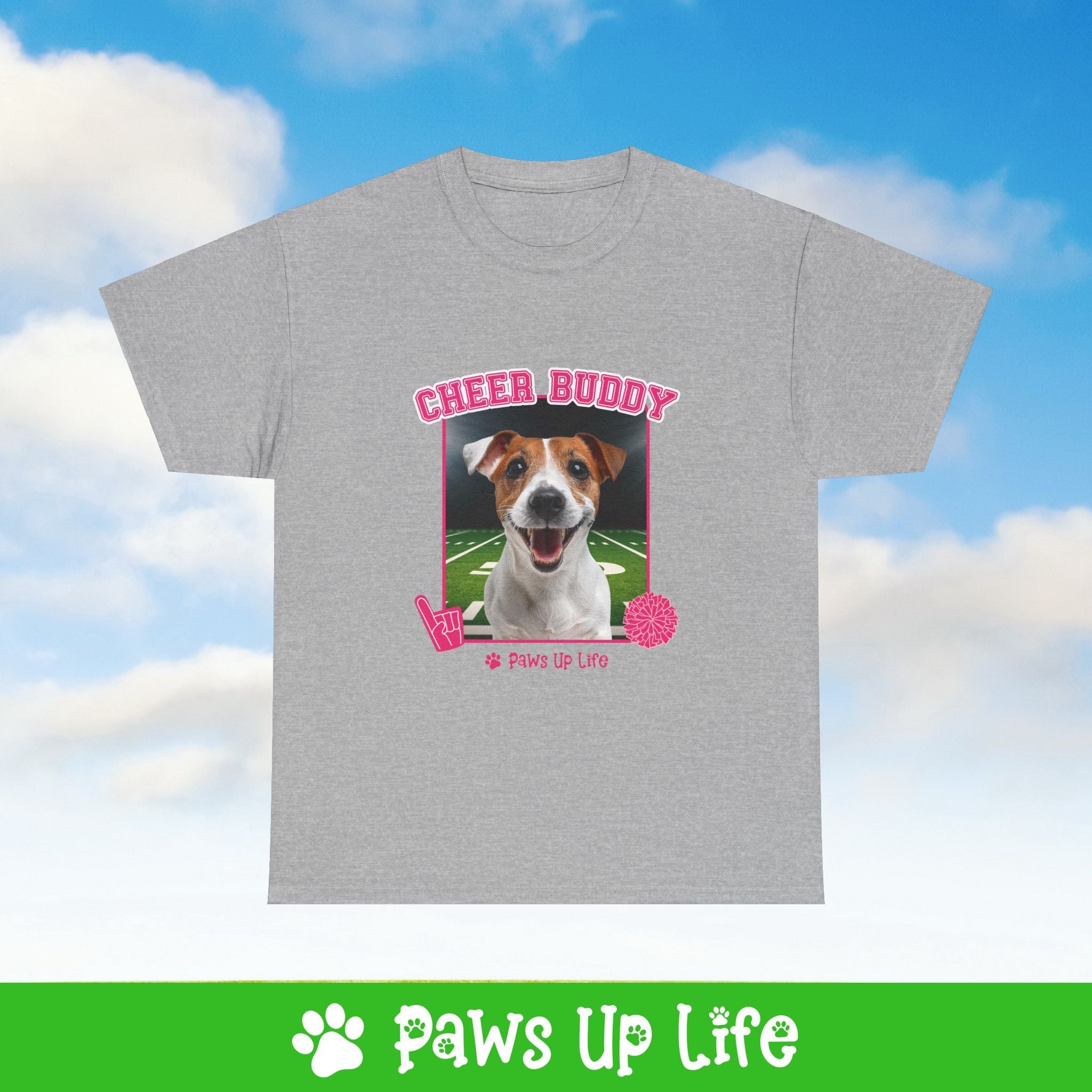 Jack Russell Football Cheer Buddy Cheerleading Dog Tee, Shirt, Unisex Pet Lover Gift, Dog Mom Dad Tshirt, Animal Rescue Advocate, Cute Puppy Graphic Top Classic Collar | Paws Up Life, LLC