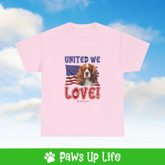 Cavalier King Charles Spaniel Dog United We Love Dog Tee, Shirt, Unisex Pet Lover Gift, Dog Mom Dad Tshirt, Animal Rescue Advocate, Cute Puppy Graphic Top Classic Collar