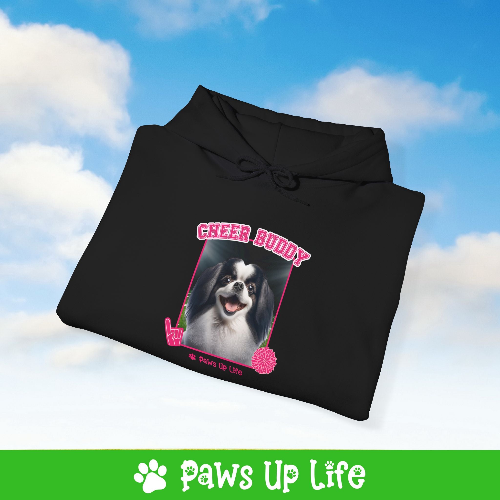 Japanese Chin Football Cheer Buddy Cheerleading Dog Unisex Hoodie Hooded Sweatshirt Classic Comfy Cotton | Paws Up Life, LLC