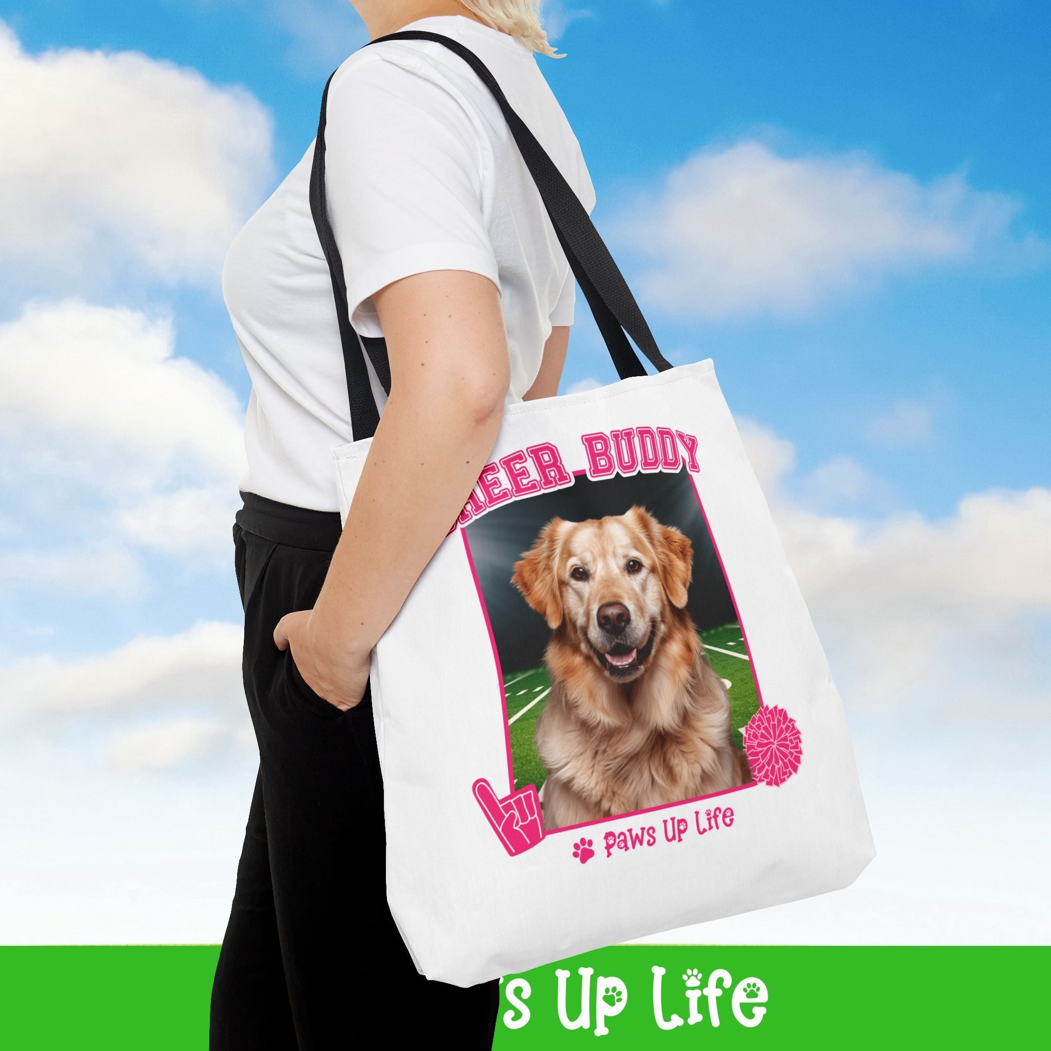 Golden Retriever Football Cheer Buddy Tote Bag - Choose from 3 Sizes | Paws Up Life, LLC