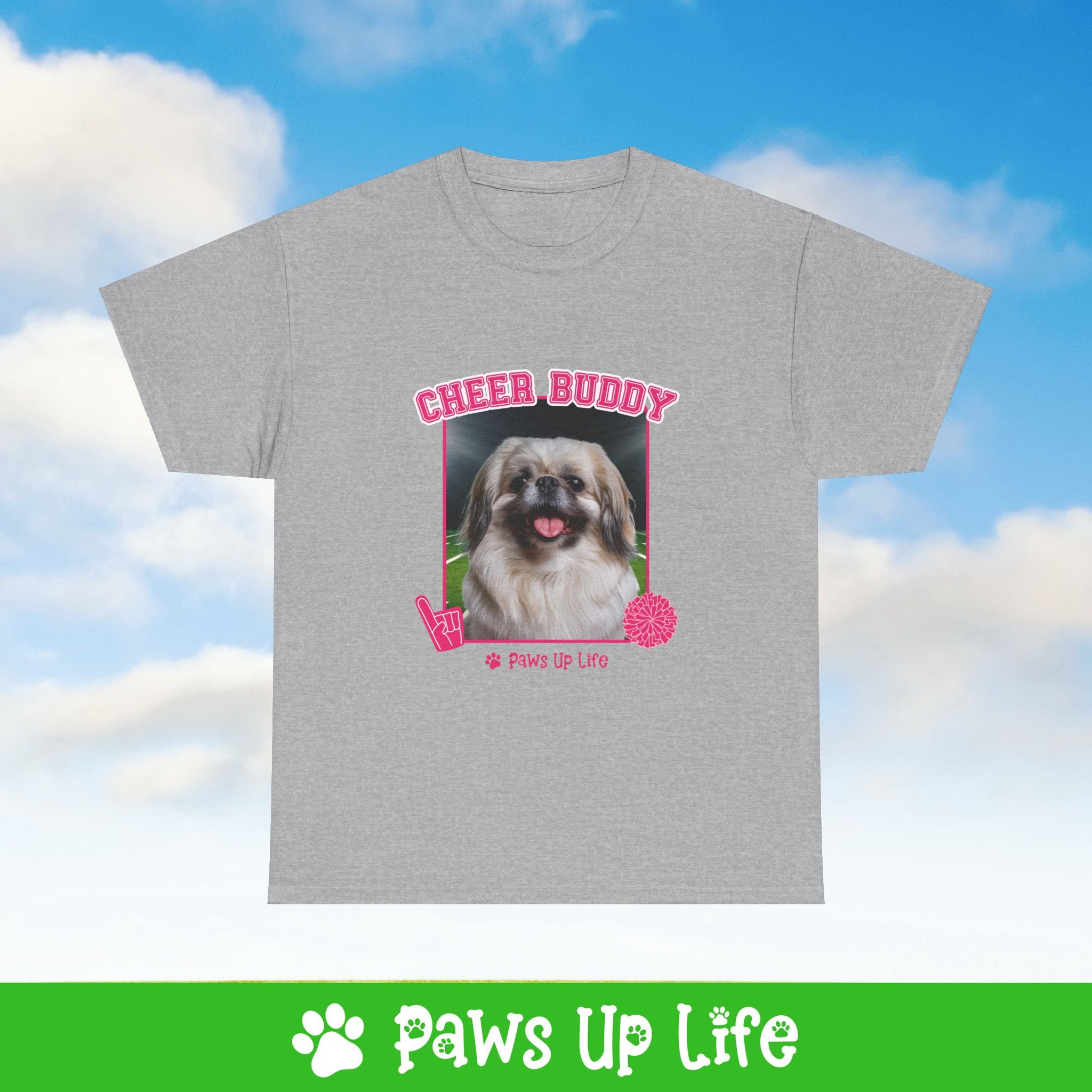 Pekinese Football Cheer Buddy Cheerleading Dog Tee, Shirt, Unisex Pet Lover Gift, Dog Mom Dad Tshirt, Animal Rescue Advocate, Cute Puppy Graphic Top Classic Collar | Paws Up Life, LLC