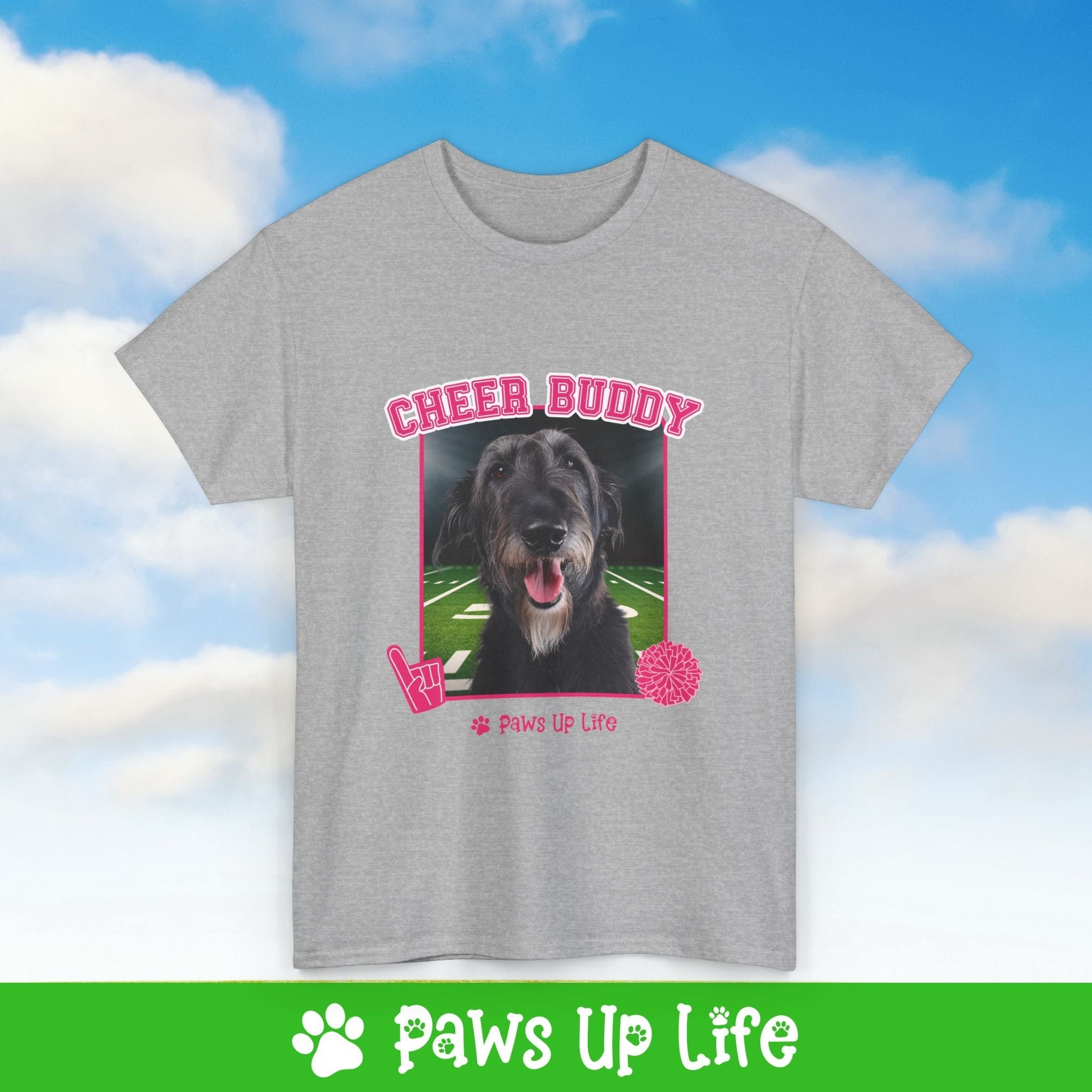 Irish Wolfhound Football Cheer Buddy Cheerleading Dog Tee, Shirt, Unisex Pet Lover Gift, Dog Mom Dad Tshirt, Animal Rescue Advocate, Cute Puppy Graphic Top Classic Collar | Paws Up Life, LLC