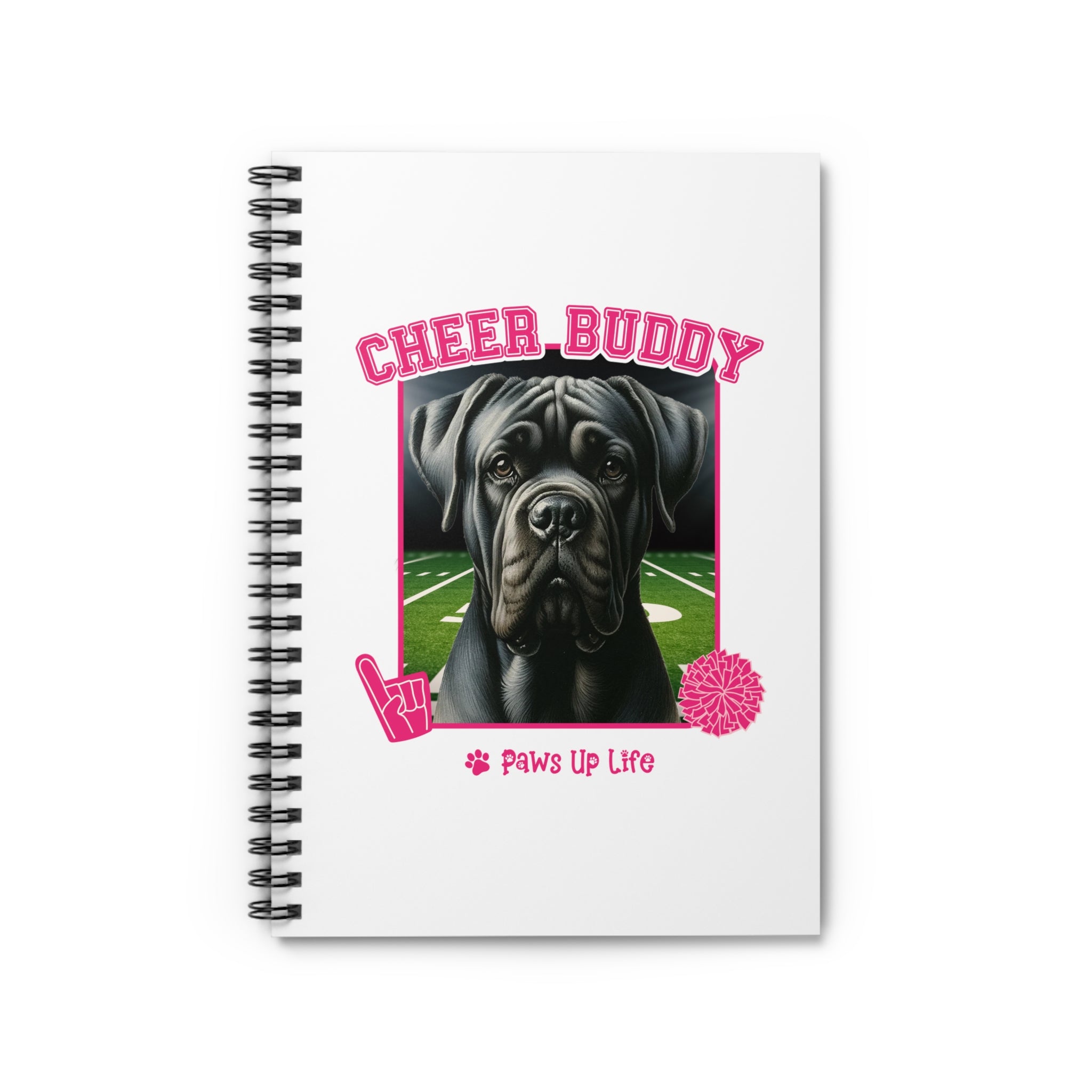 Cane Corso Football Cheer Buddy Cheerleading Dog Spiral Notebook for Office and Home - Ruled Line | Paws Up Life, LLC