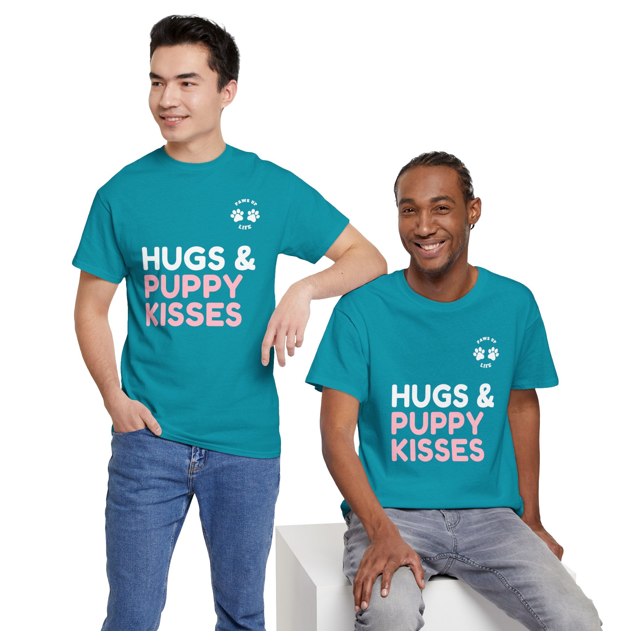 Hugs & Puppy Kisses Dog Mom or Dad Unisex T-Shirt  - Gifts for Pet-Loving Parents |Unisex Heavy Cotton GildanTee | Paws Up Life, LLC