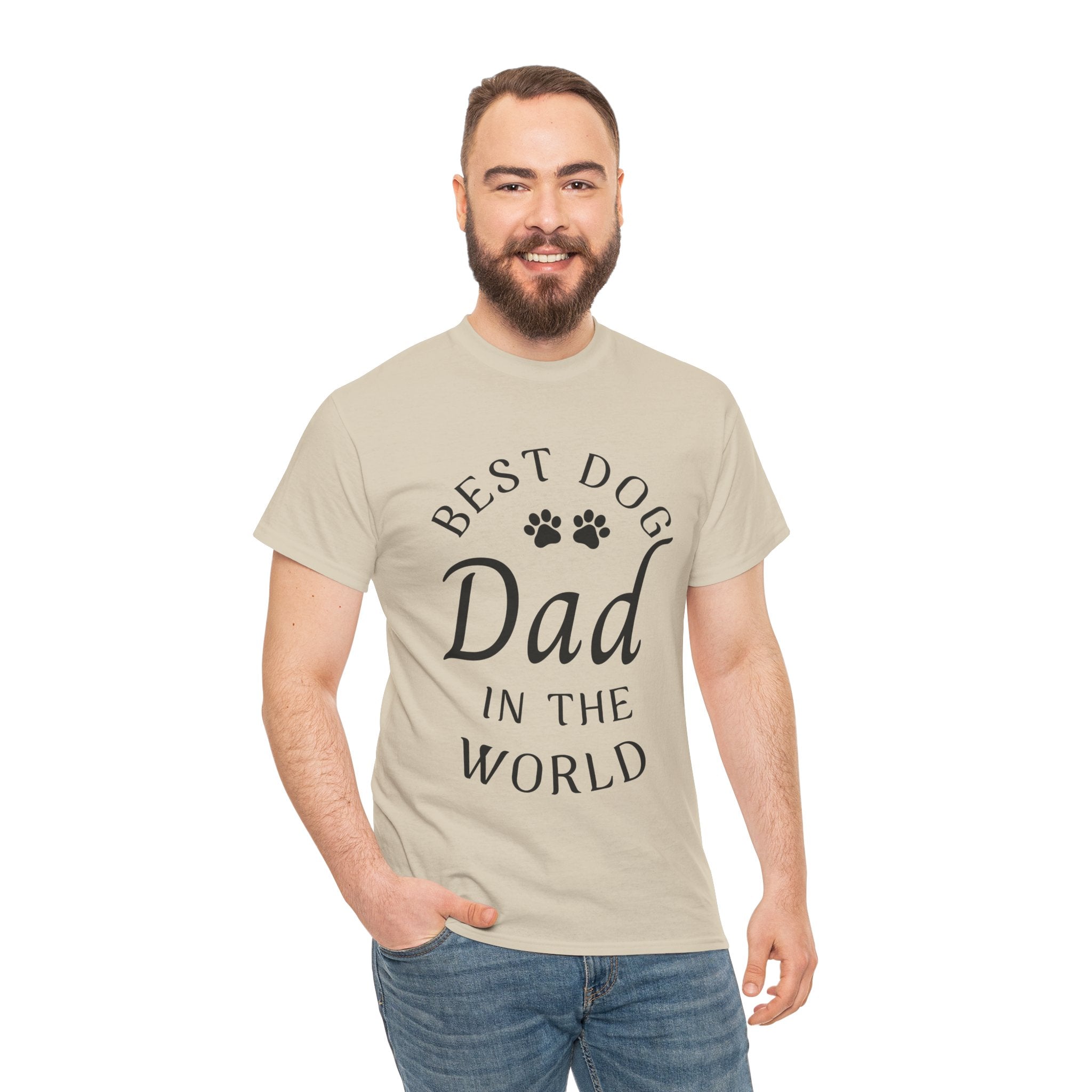 Best Dog Dad In The World Gildan 5000 T-Shirt - Perfect Gift for Dog Lovers | Comfortable Cotton Tee for Proud Pet Owners Unisex Heavy Cotton Tee | Paws Up Life, LLC