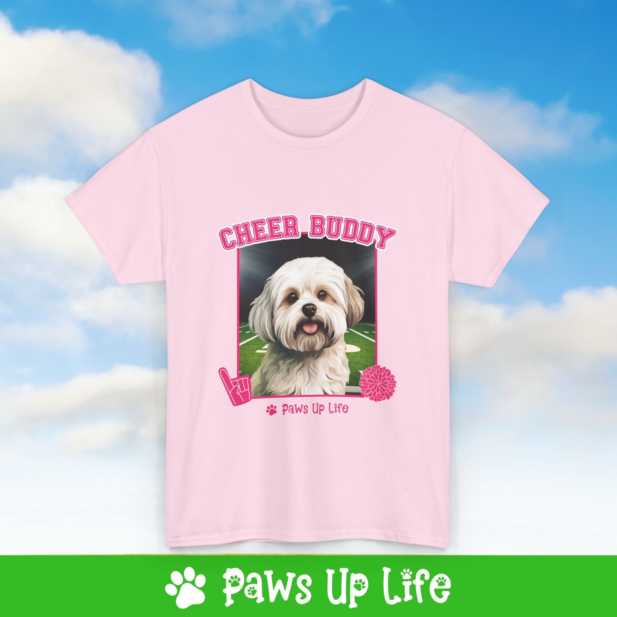 Maltese Football Cheer Buddy Cheerleading Dog Tee, Shirt, Unisex Pet Lover Gift, Dog Mom Dad Tshirt, Animal Rescue Advocate, Cute Puppy Graphic Top Classic Collar | Paws Up Life, LLC