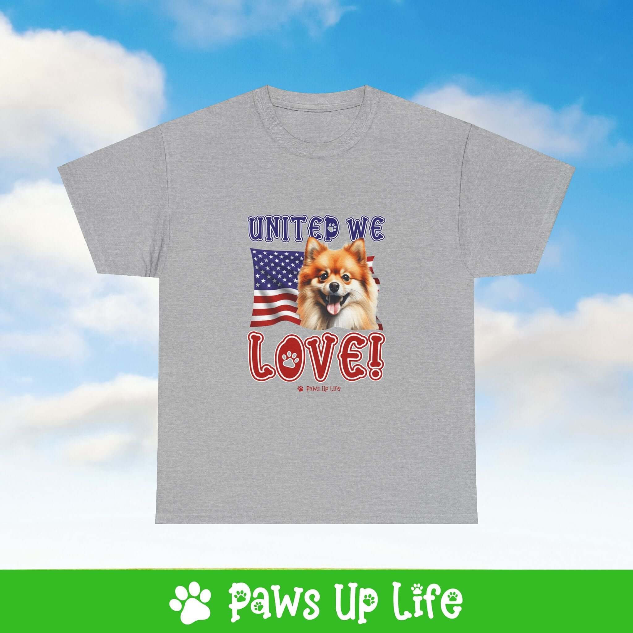 Pomeranian Dog United We Love Dog Tee, Shirt, Unisex Pet Lover Gift, Dog Mom Dad Tshirt, Animal Rescue Advocate, Cute Puppy Graphic Top Classic Collar