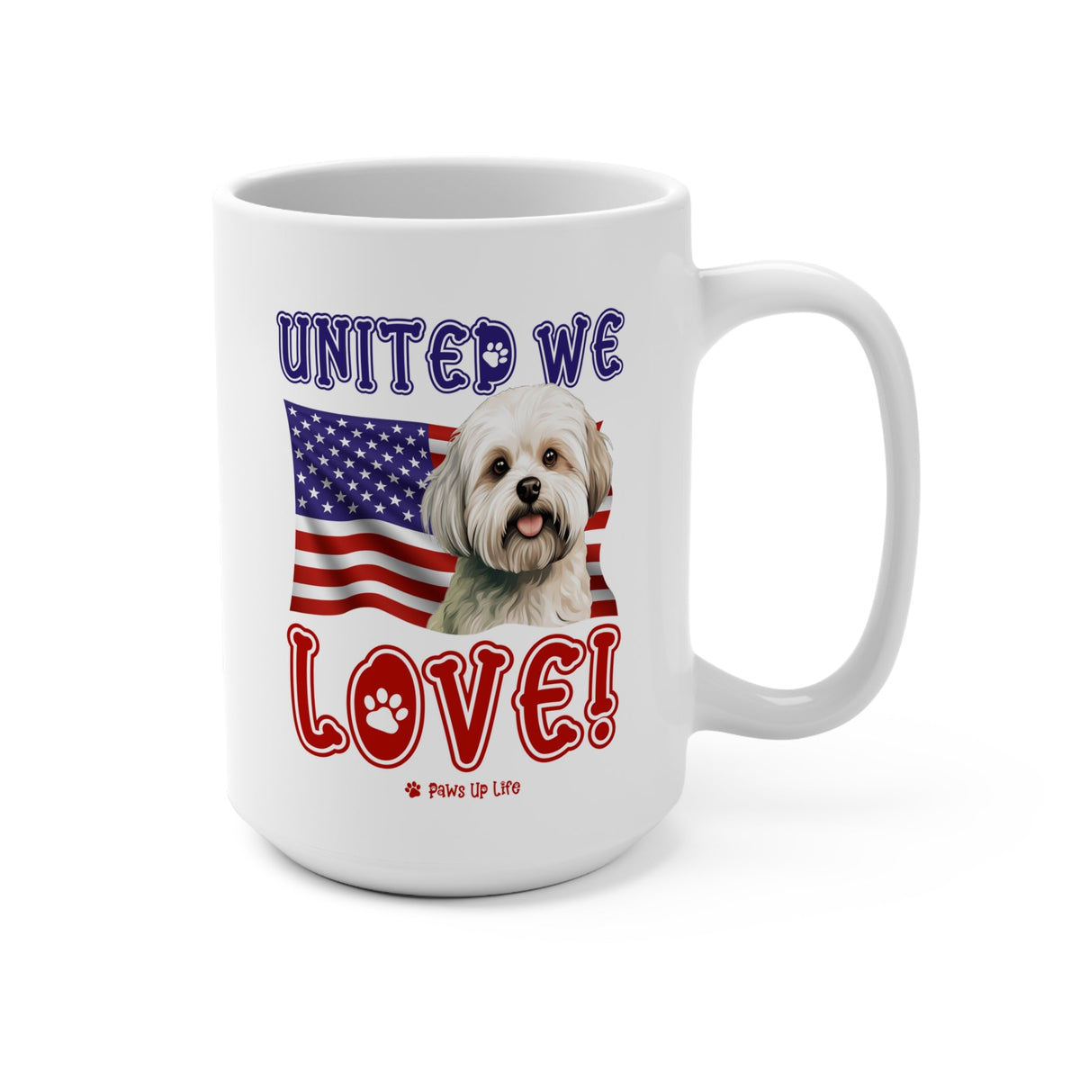 Maltese Dog United We Love 15oz Large Coffee Mug Ceramic Drinkware Tea Washable