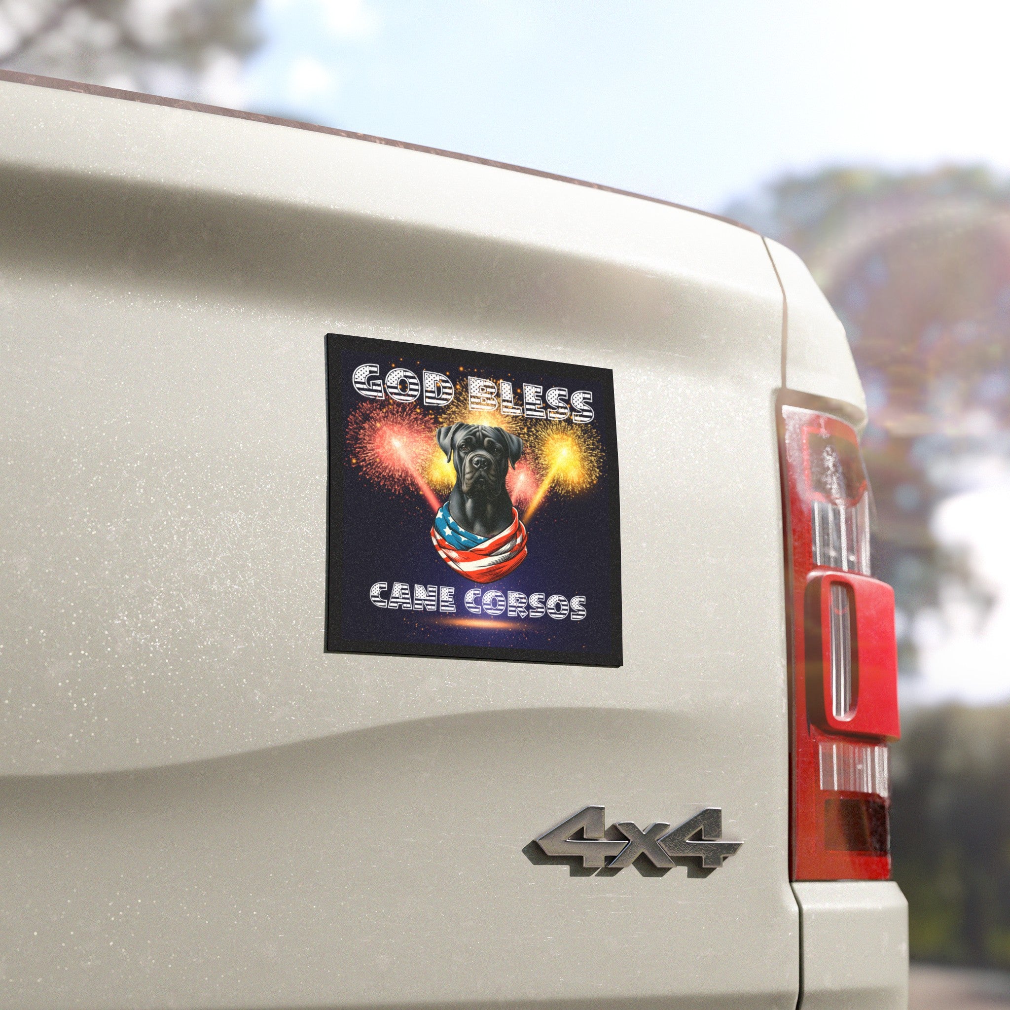 God Bless Cane Corso Dog Car Magnets 5" x 5" | Paws Up Life, LLC