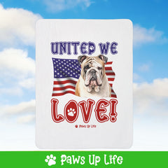 Bulldog Dog United We Love Fleece Sherpa Blanket - Perfect for Snuggling and Cozy Napping | Paws Up Life, LLC