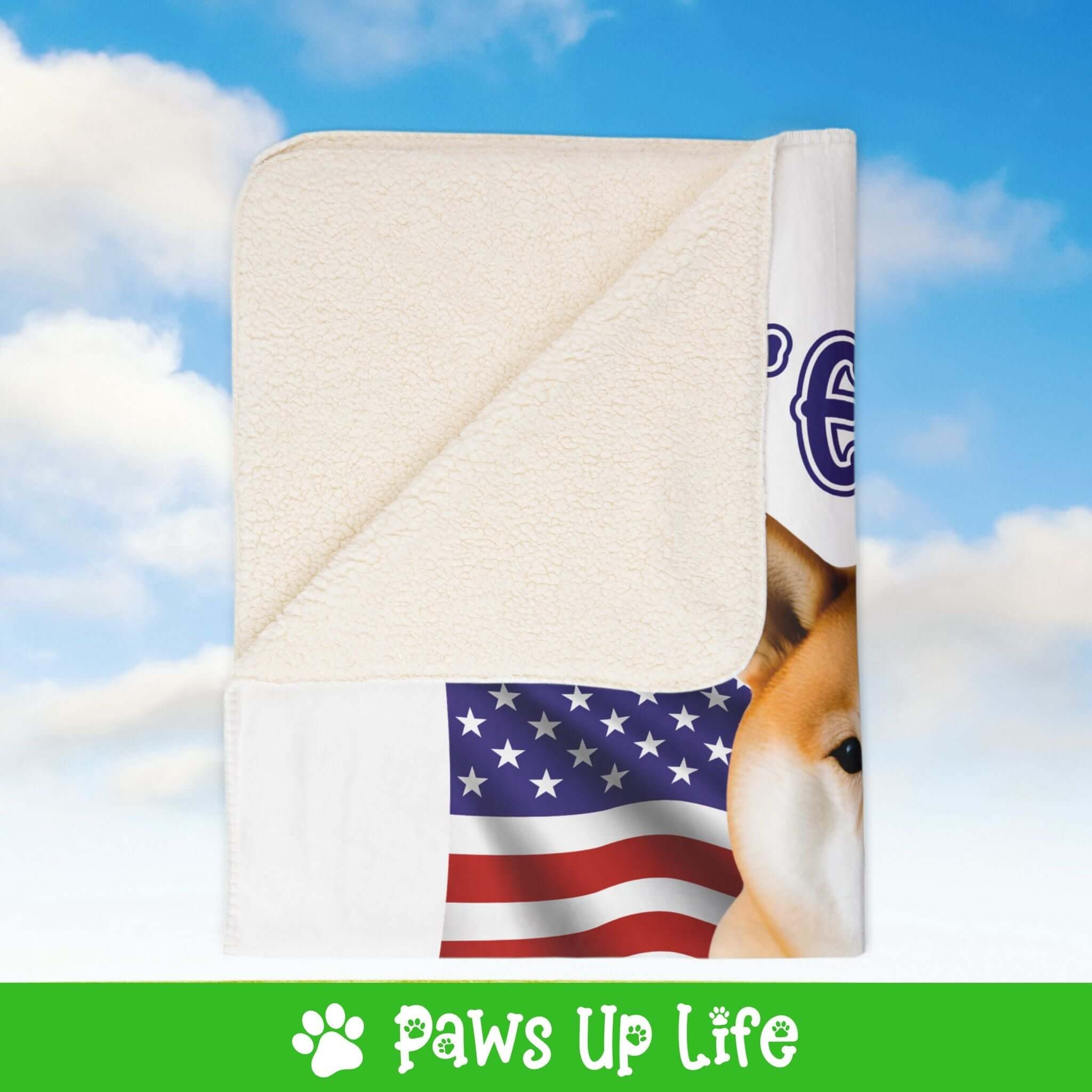 "United We Love" Shiba Inu Patriotic Fleece Sherpa Blanket - Perfect for Snuggling and Cozy Napping | Paws Up Life, LLC