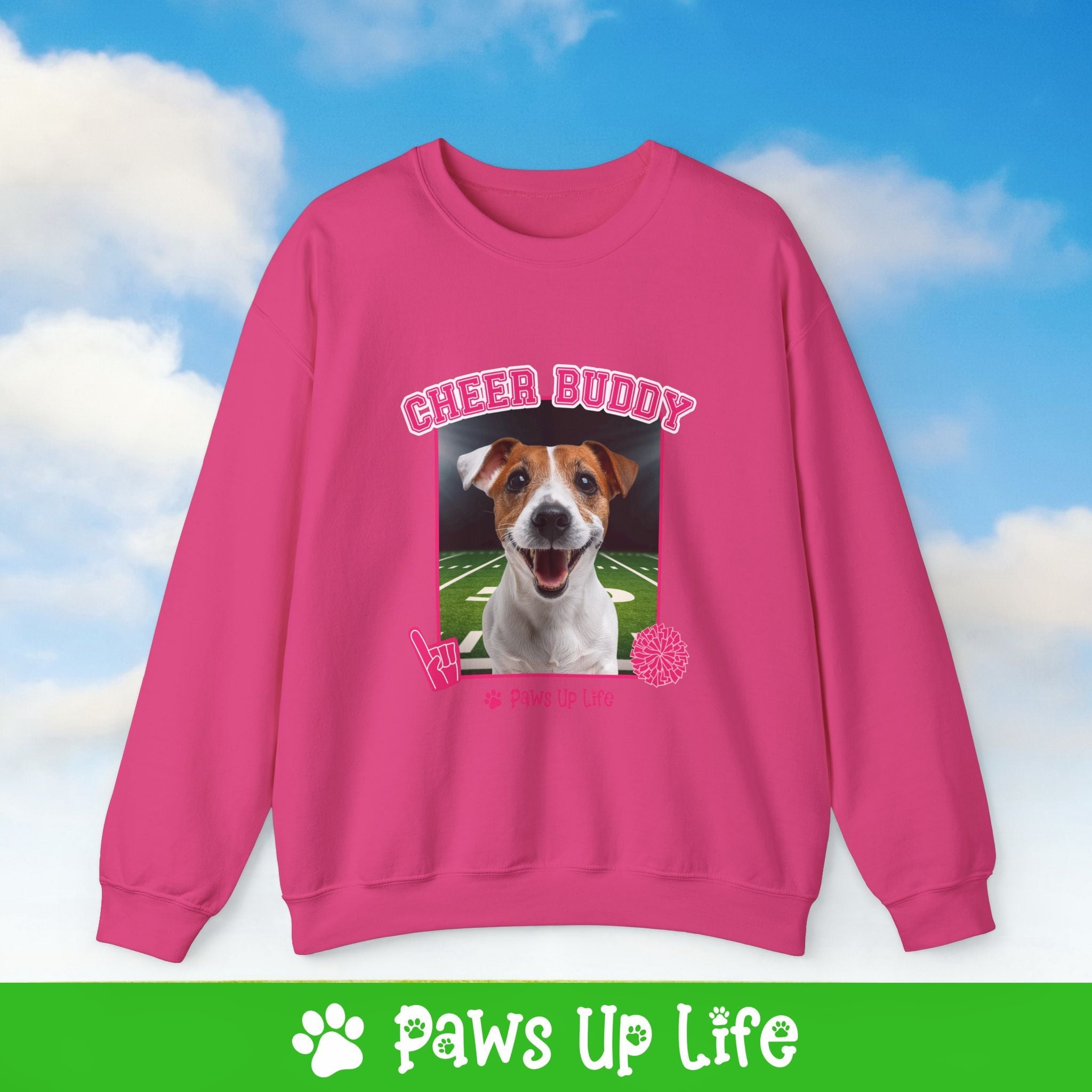 Jack Russell Football Cheer Buddy Cheerleading Dog Crewneck Sweatshirt, Unisex Gift for Animal Lovers, Dog Mom Dad Sweatshirt, Cute Dog Lover Apparel, Fun Pet | Paws Up Life, LLC